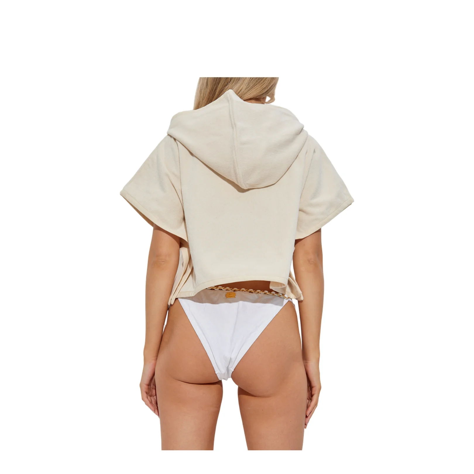 Cotton Poncho Crop Cream - Image 3