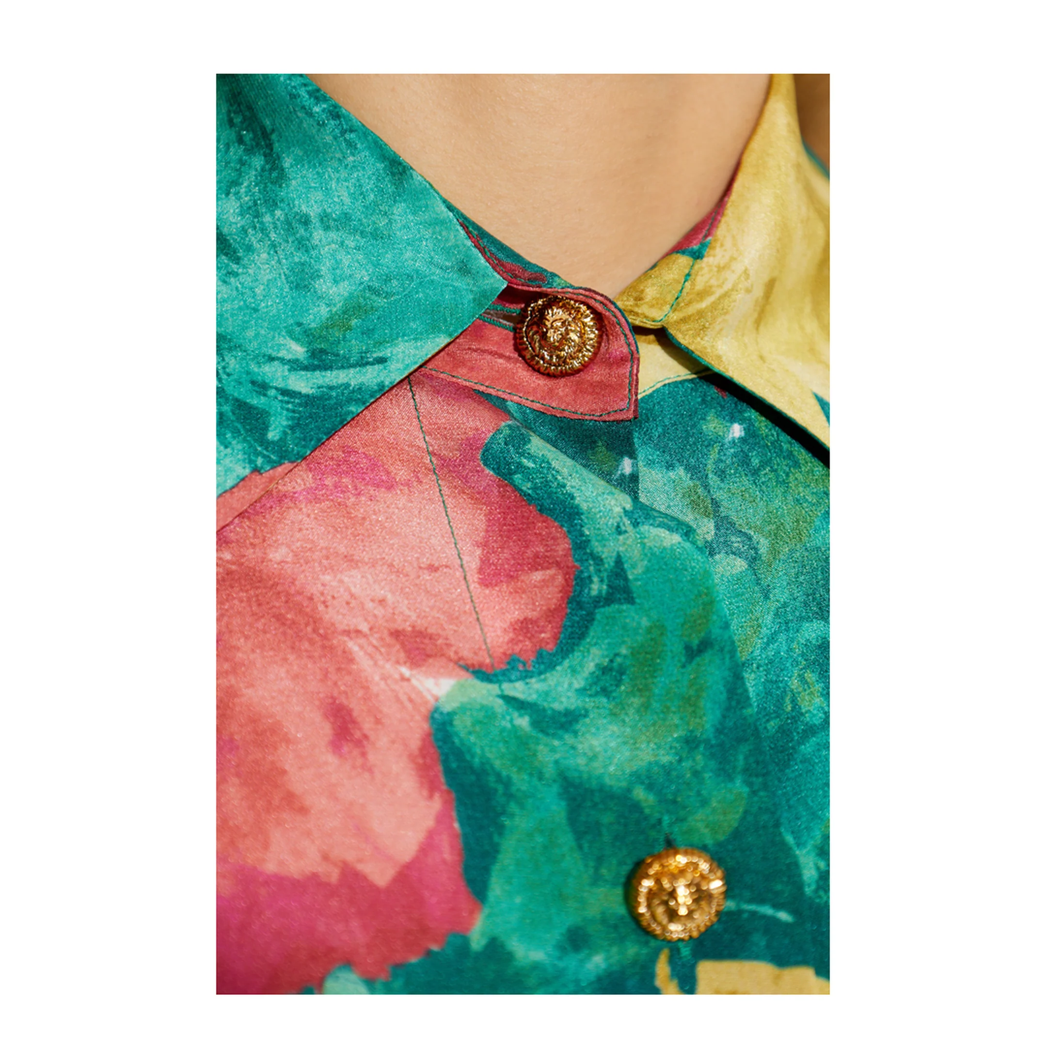 Roses Printed Crepe Shirt Dress - Image 5