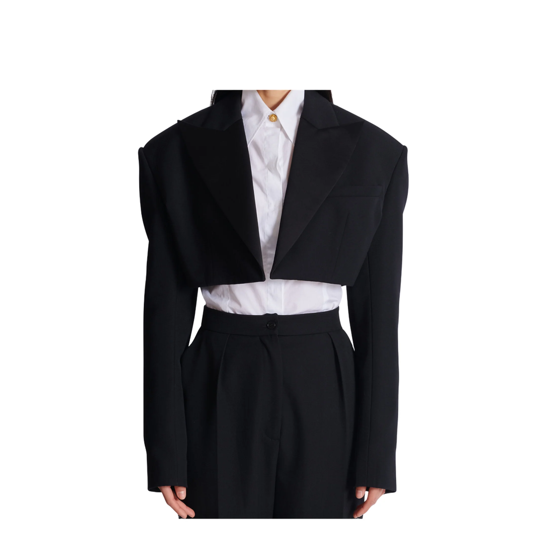 Cropped Grain de Poudre Jacket Black - Image 3