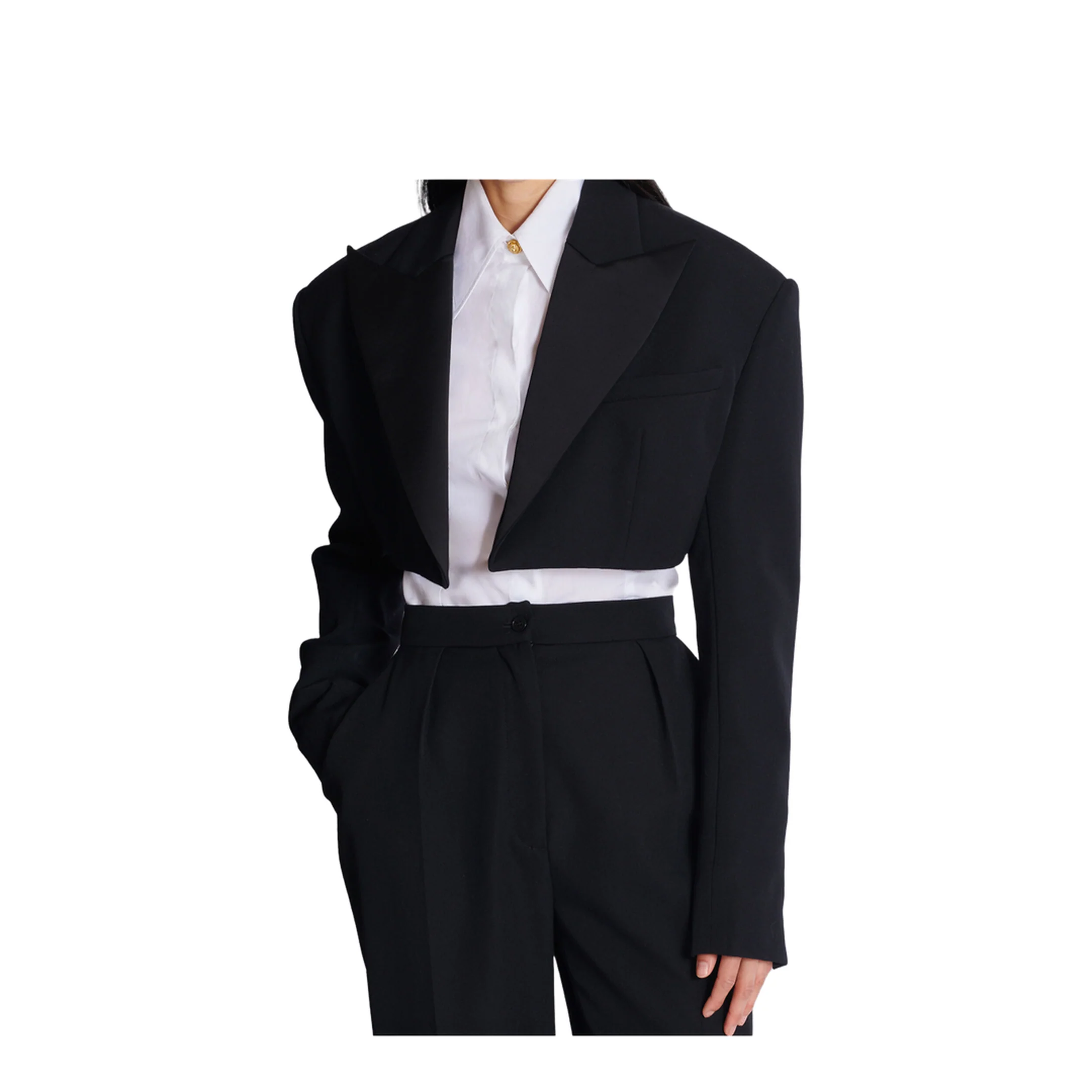 Cropped Grain de Poudre Jacket Black - Image 4