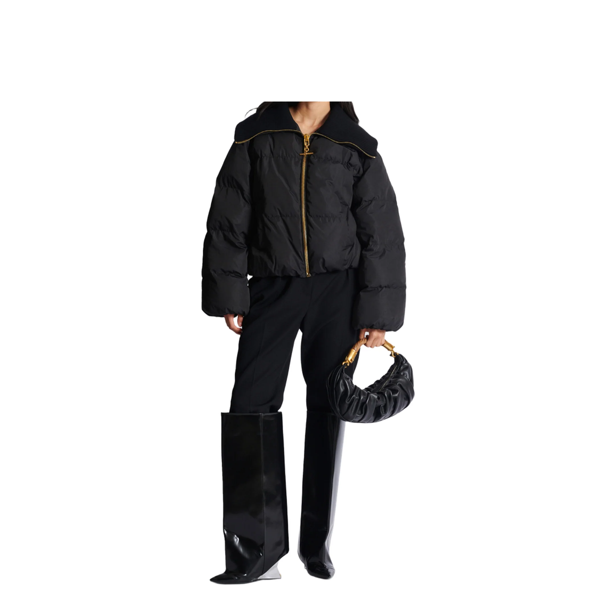 Cropped Oversized Padded Jacket - Image 2