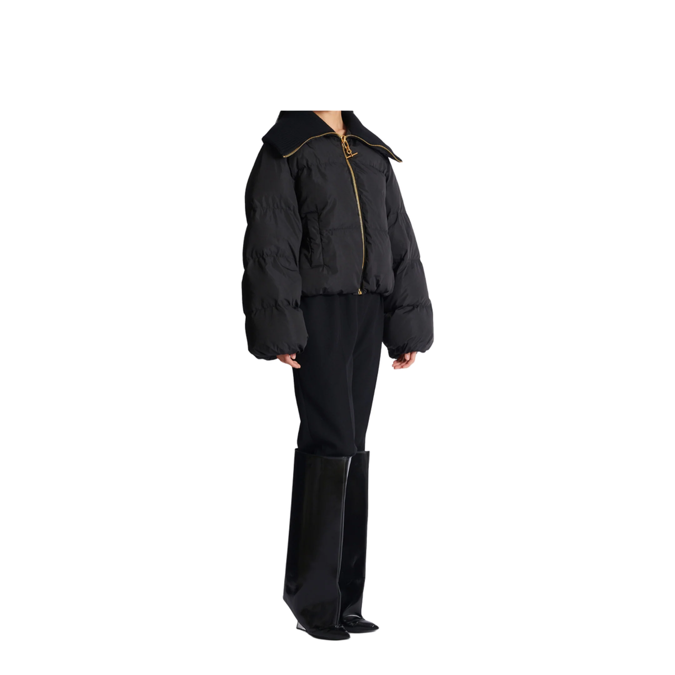 Cropped Oversized Padded Jacket - Image 4