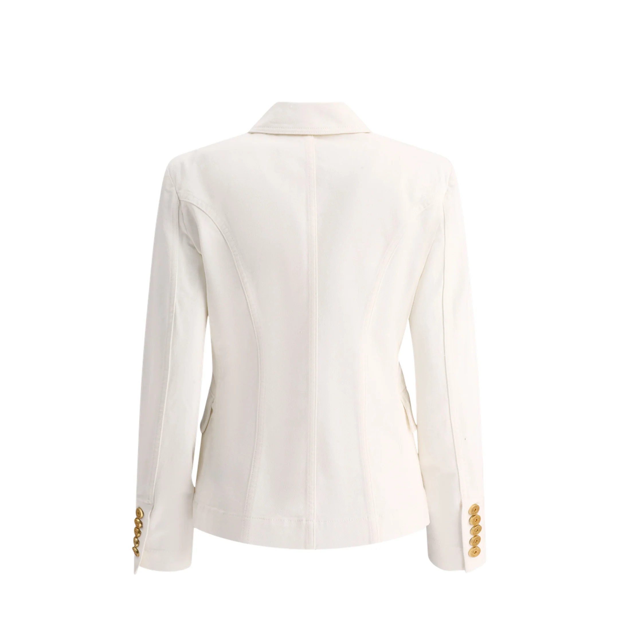 Double-Breasted Denim Blazer White - Image 2
