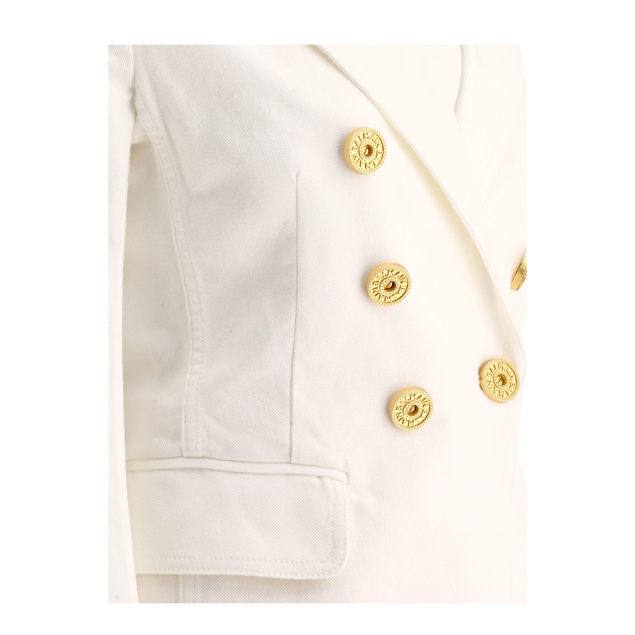 Double-Breasted Denim Blazer White - Image 4