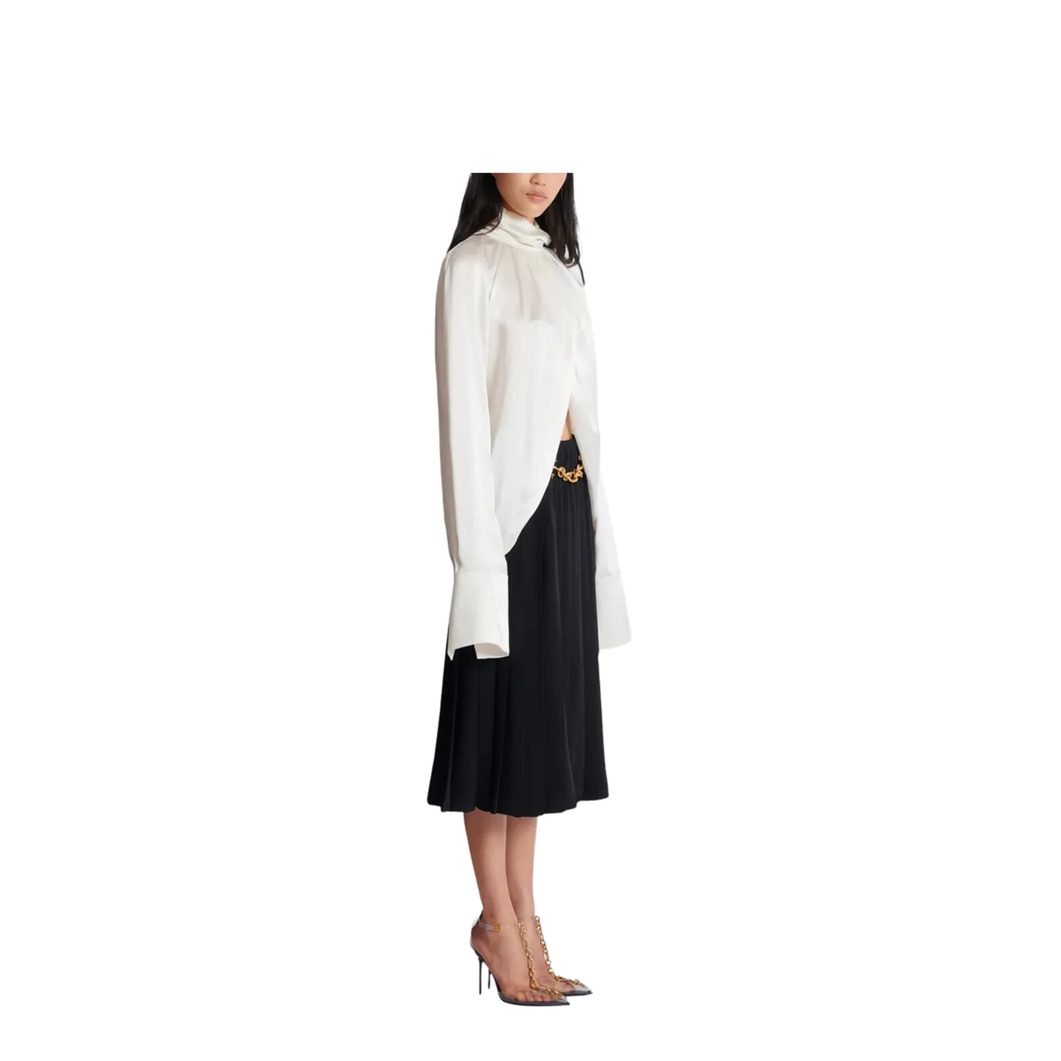 Draped Silk Blouse Shirt - Image 3