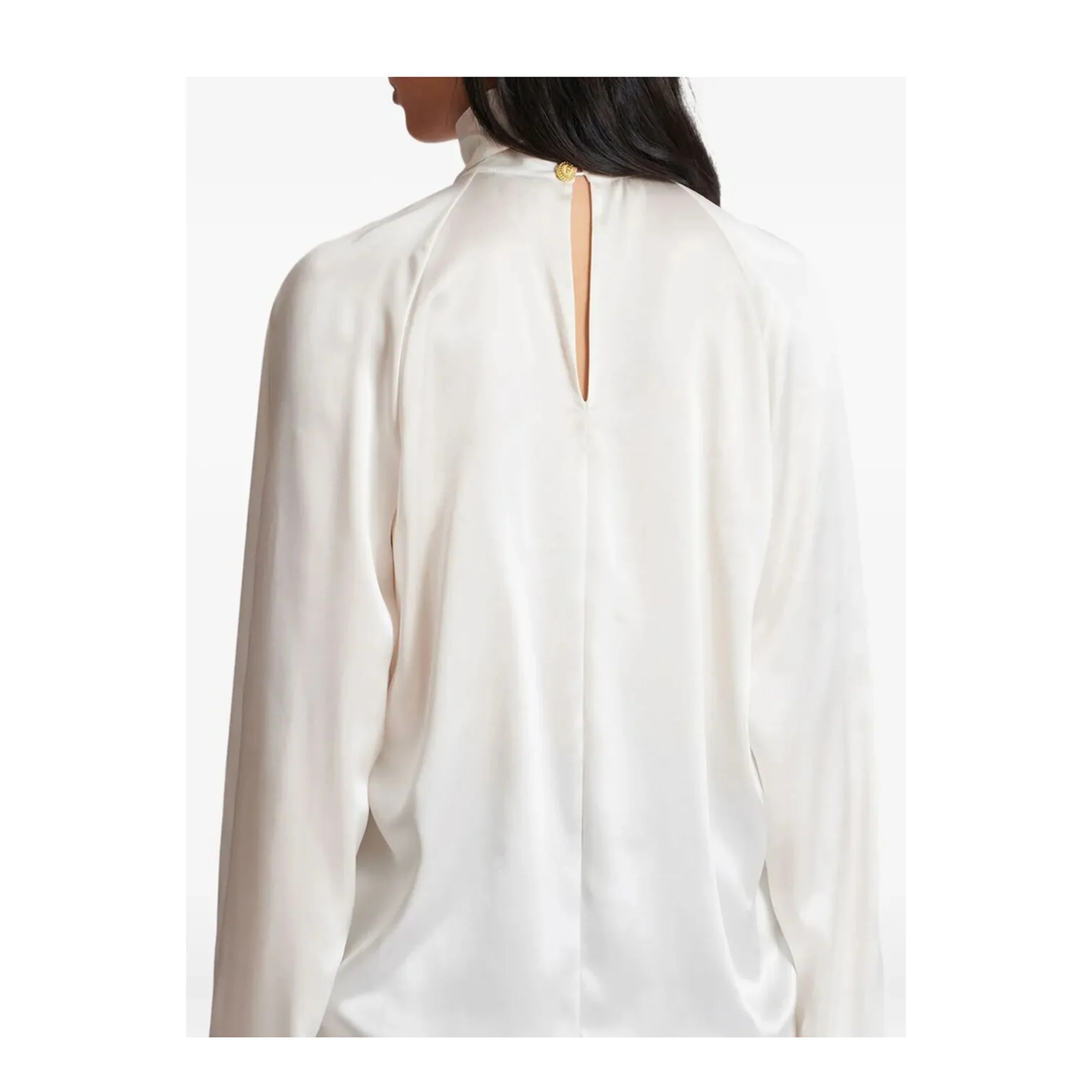 Draped Silk Blouse Shirt - Image 4