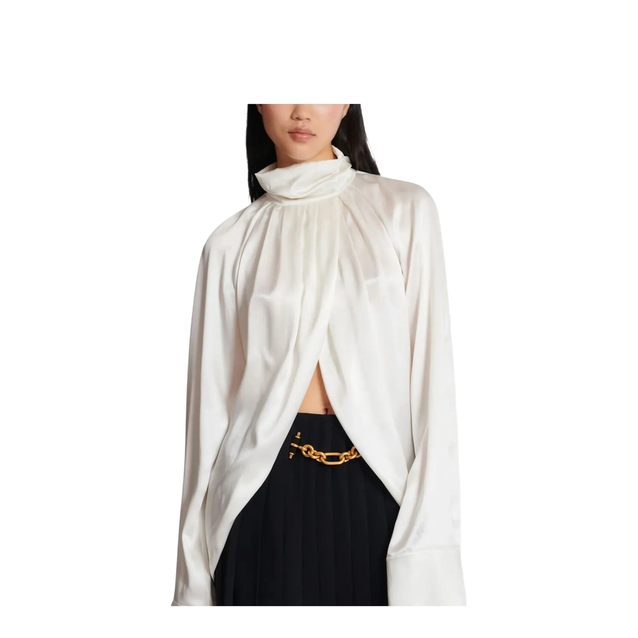 Draped Silk Blouse Shirt - Image 5
