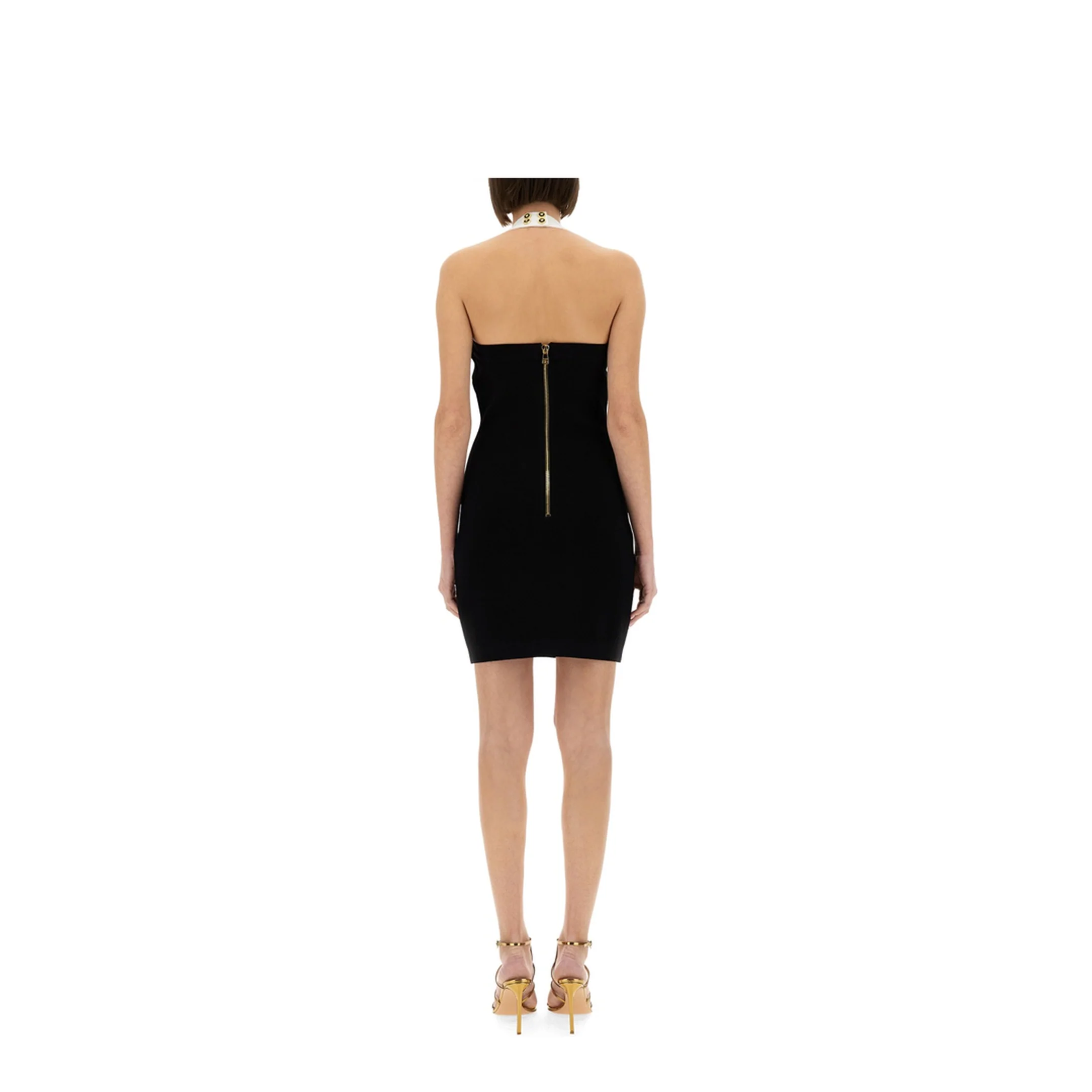 Two-Tone Halterneck Knit Dress - Image 3