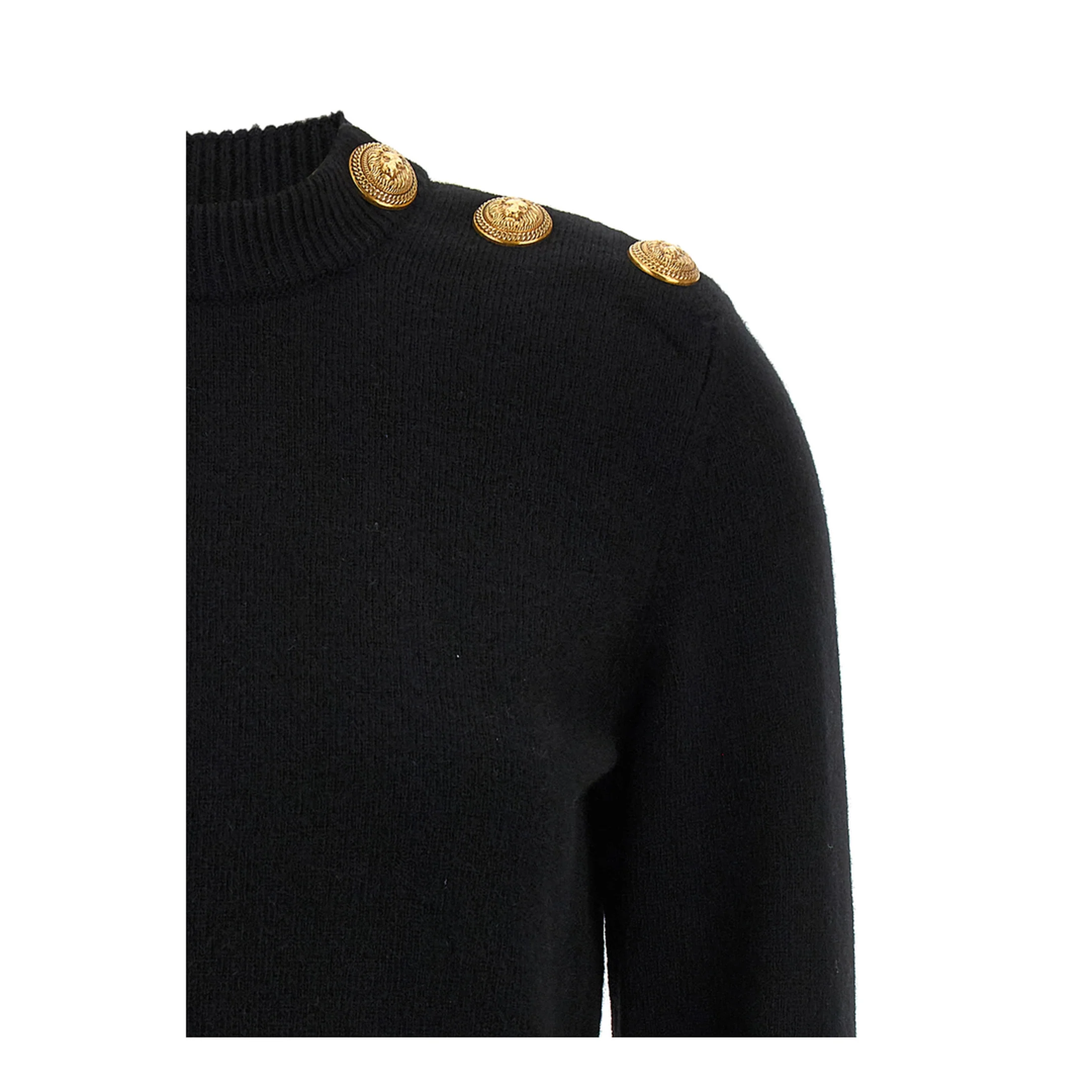 Eco-Cashmere Button Sweater Black - Image 3