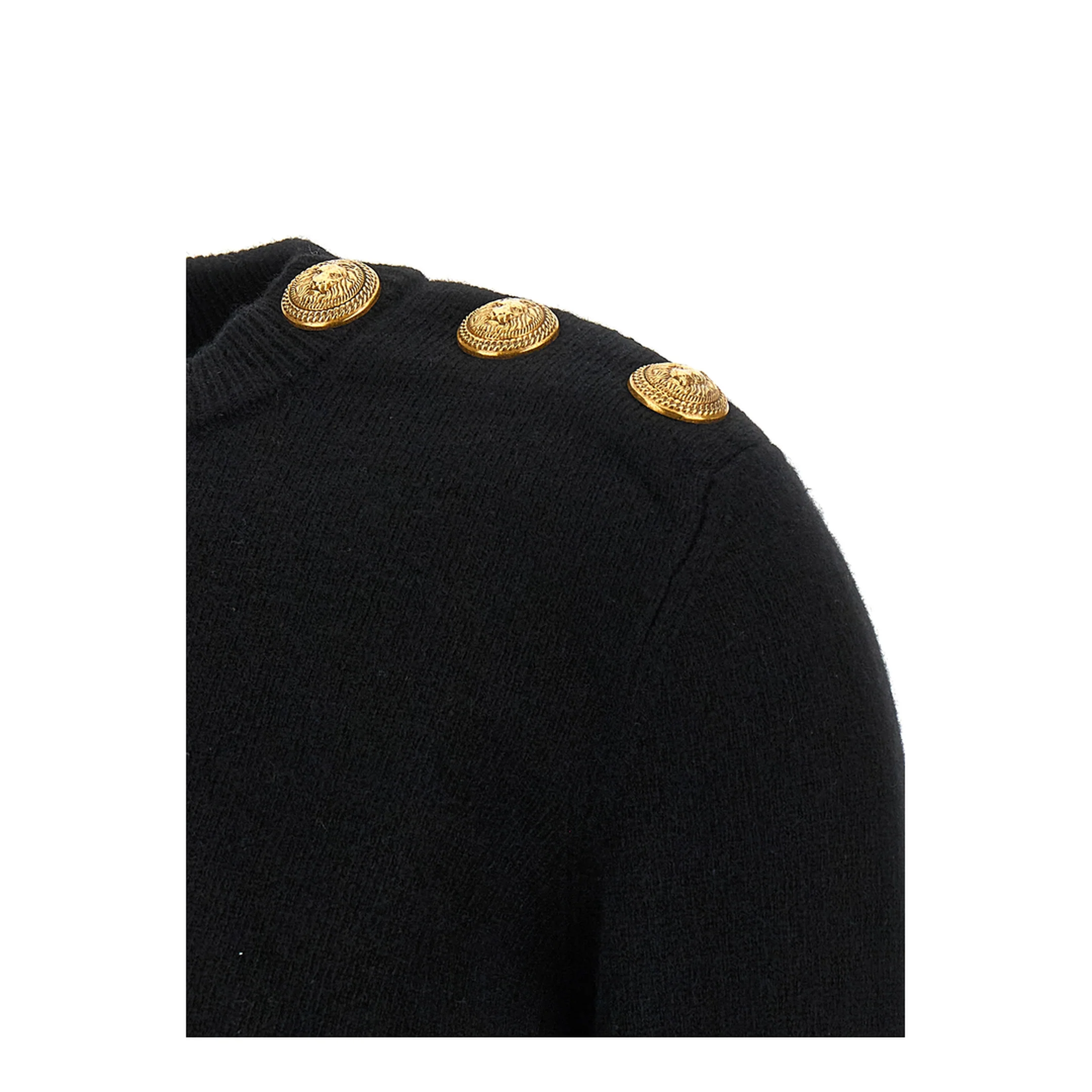 Eco-Cashmere Button Sweater Black - Image 4