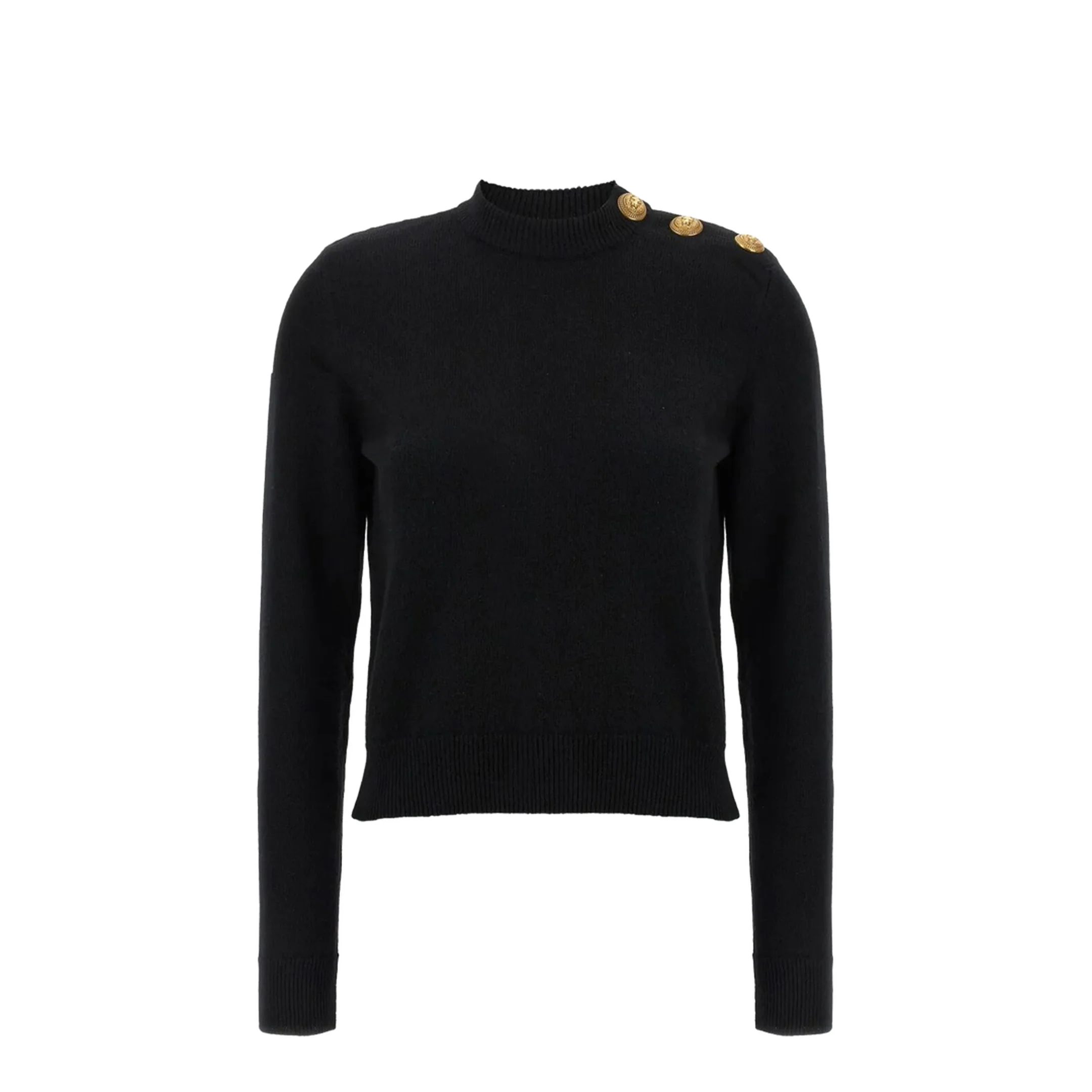 Eco-Cashmere Button Sweater Black - Image 5