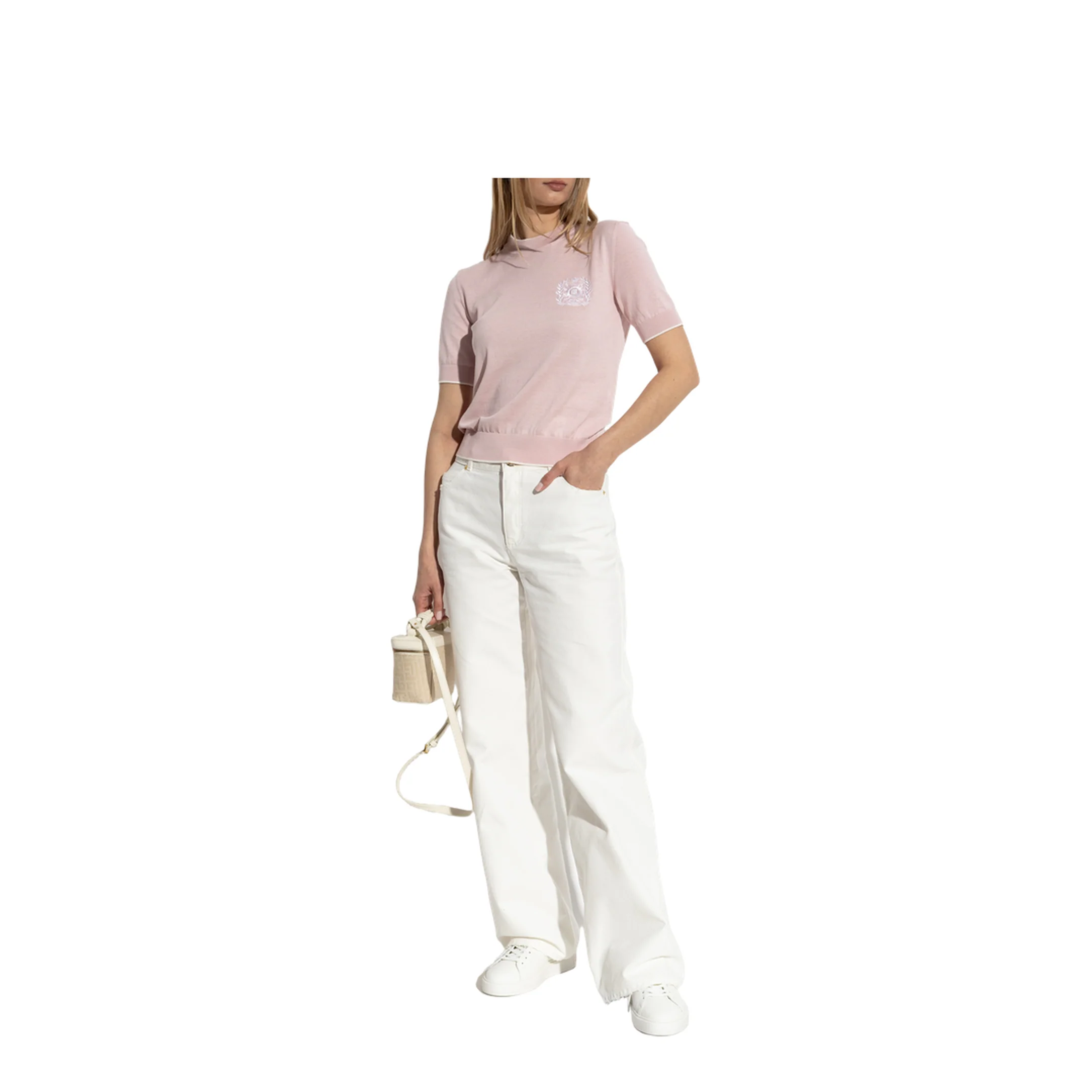 Emblème-Embroidered Knit Top Pink - Image 2