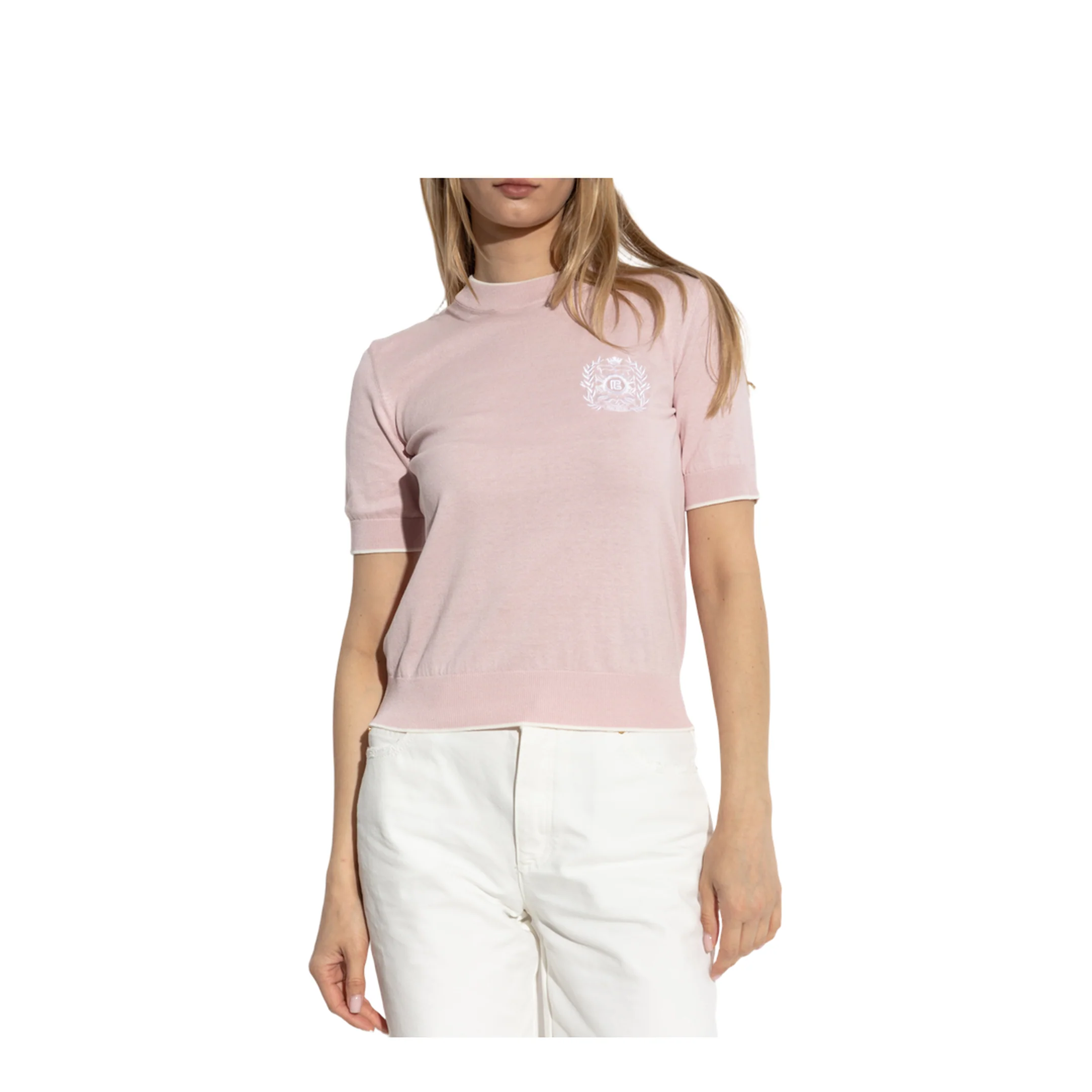 Emblème-Embroidered Knit Top Pink - Image 3