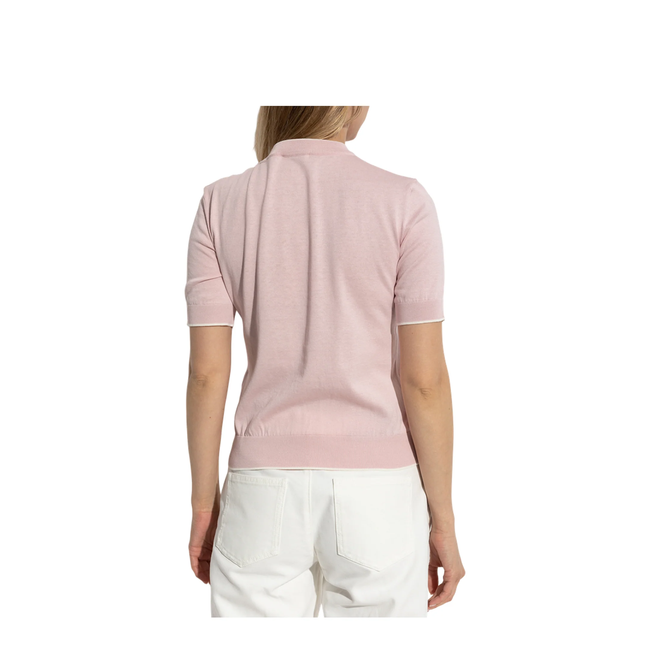 Emblème-Embroidered Knit Top Pink - Image 4