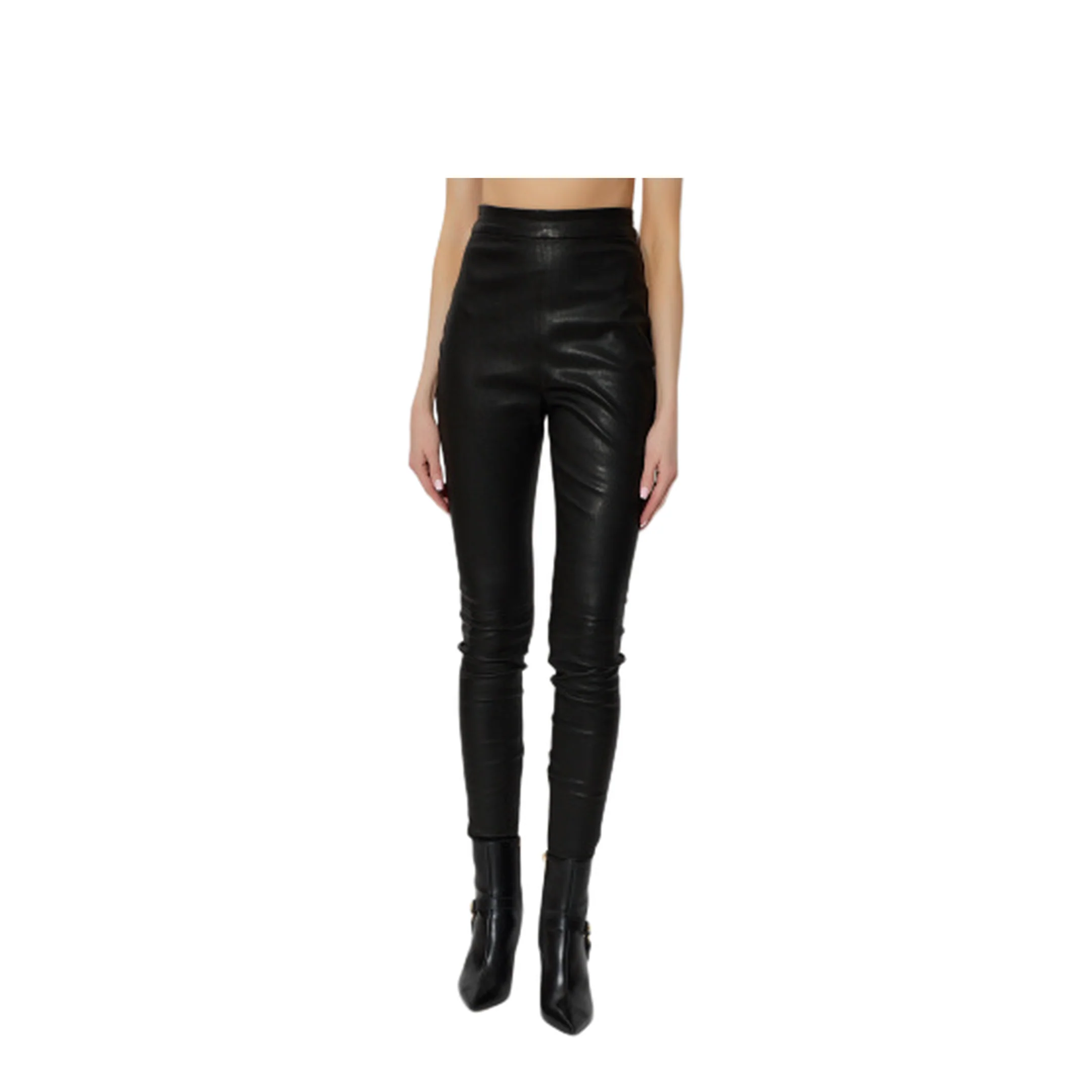 Women's Black Leather Pants - Image 3