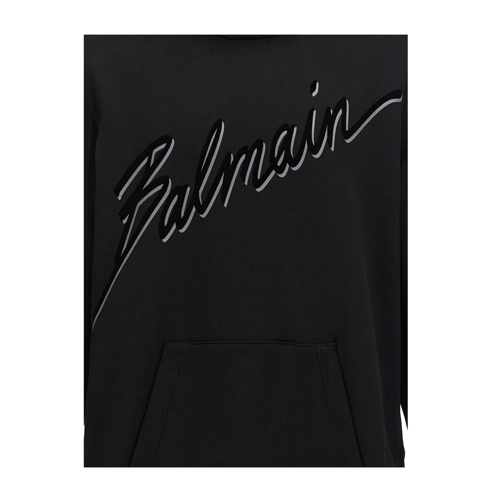 Flocked Letter Hoodie Black - Image 4