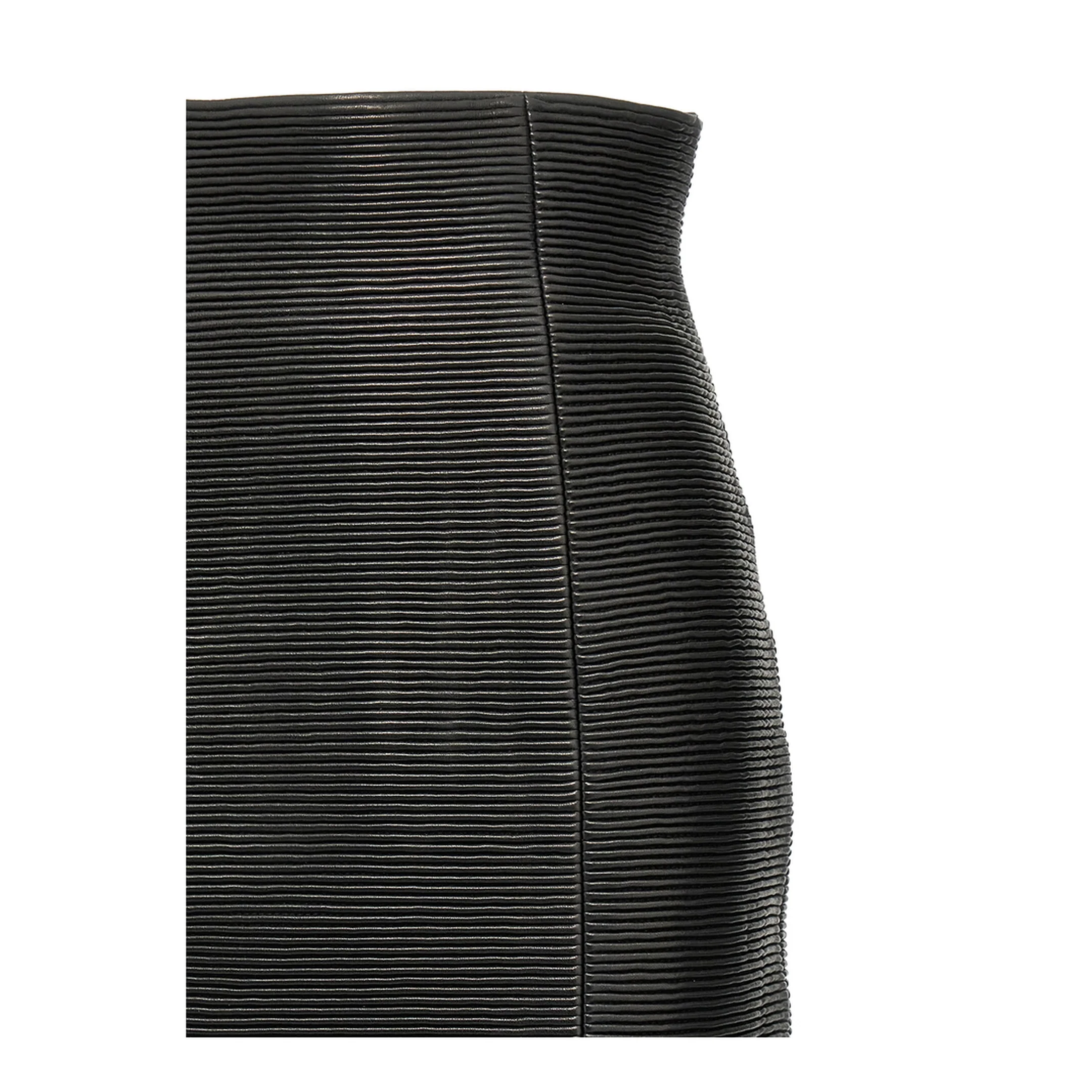 High-waist Rolled Lambskin Leather Mini Skirt Black
