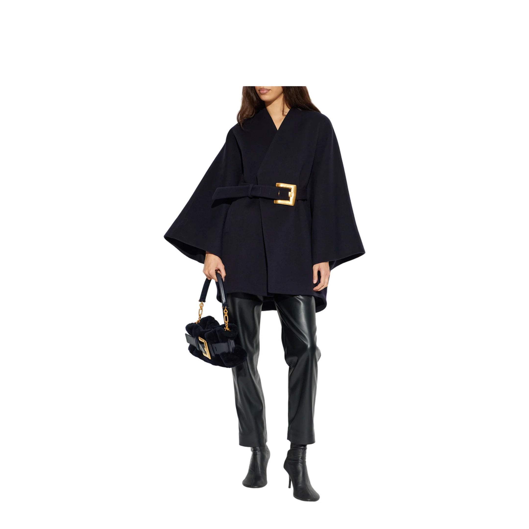 High-waisted Faux Leather Trousers Black - Image 2