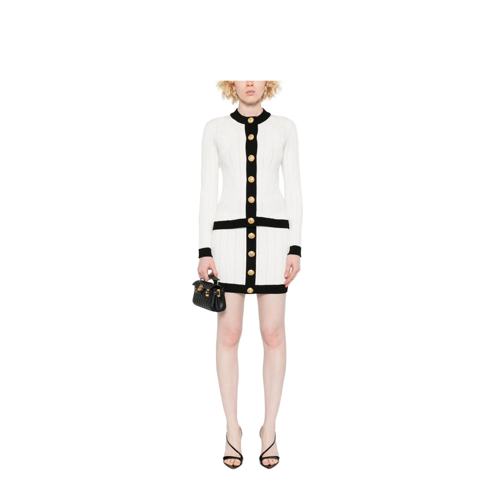 Knitted Buttoned Mini Skirt - Image 3