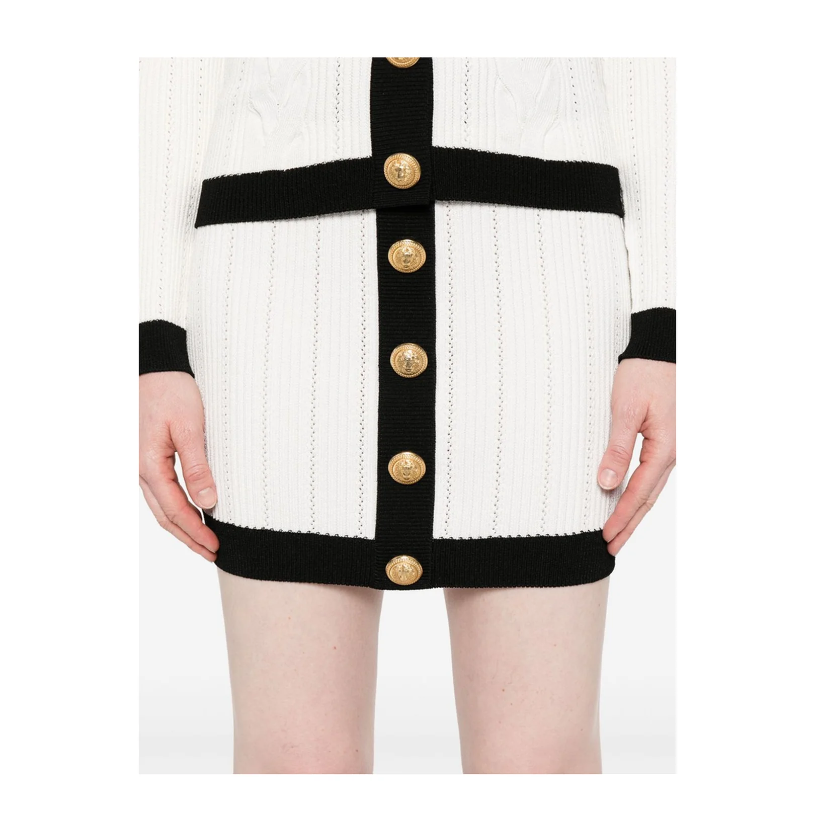 Knitted Buttoned Mini Skirt - Image 4