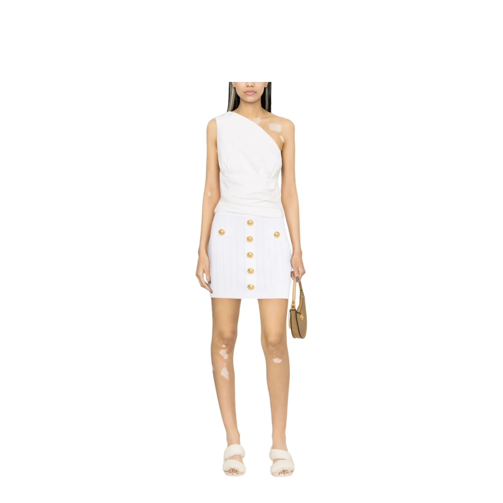 Knit Mini Skirt In White - Image 4
