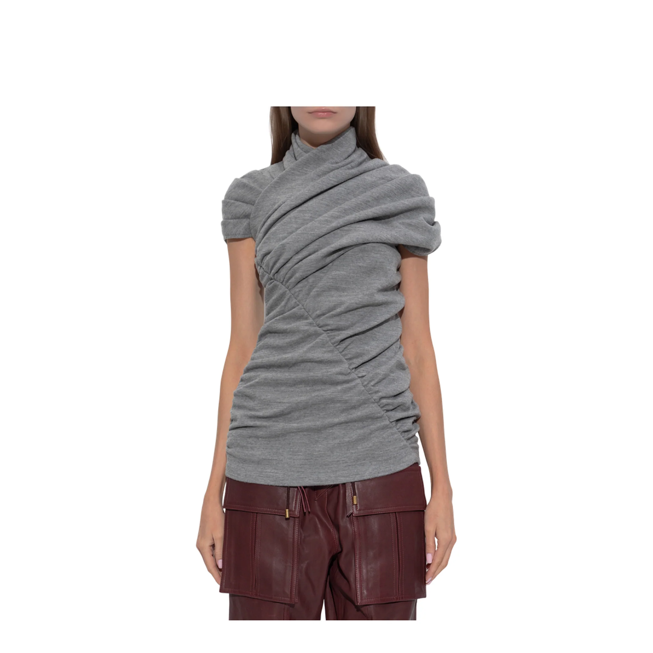 Draped Cotton Knit Top - Image 3