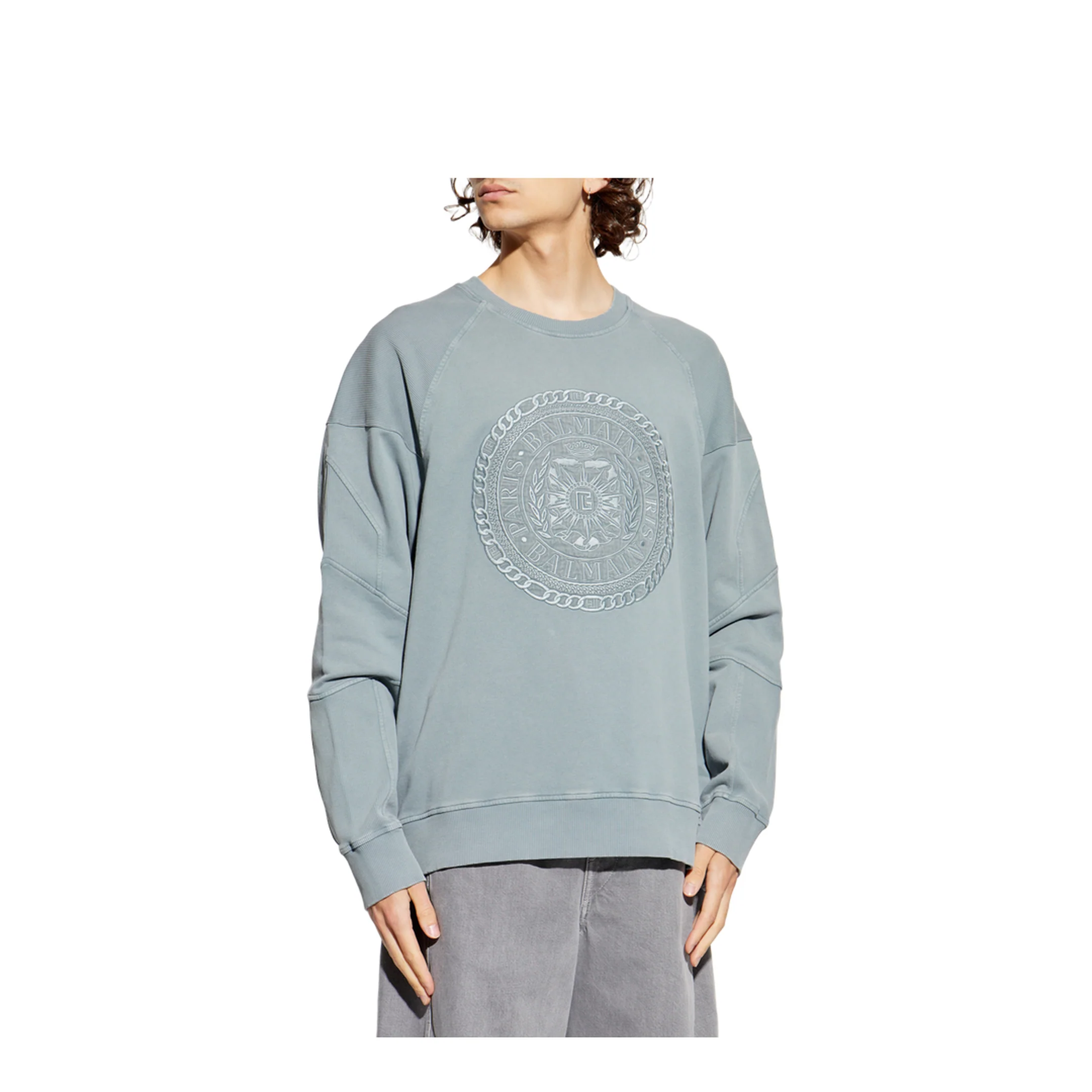 Embroidered Médaille Sweatshirt Grey - Image 3