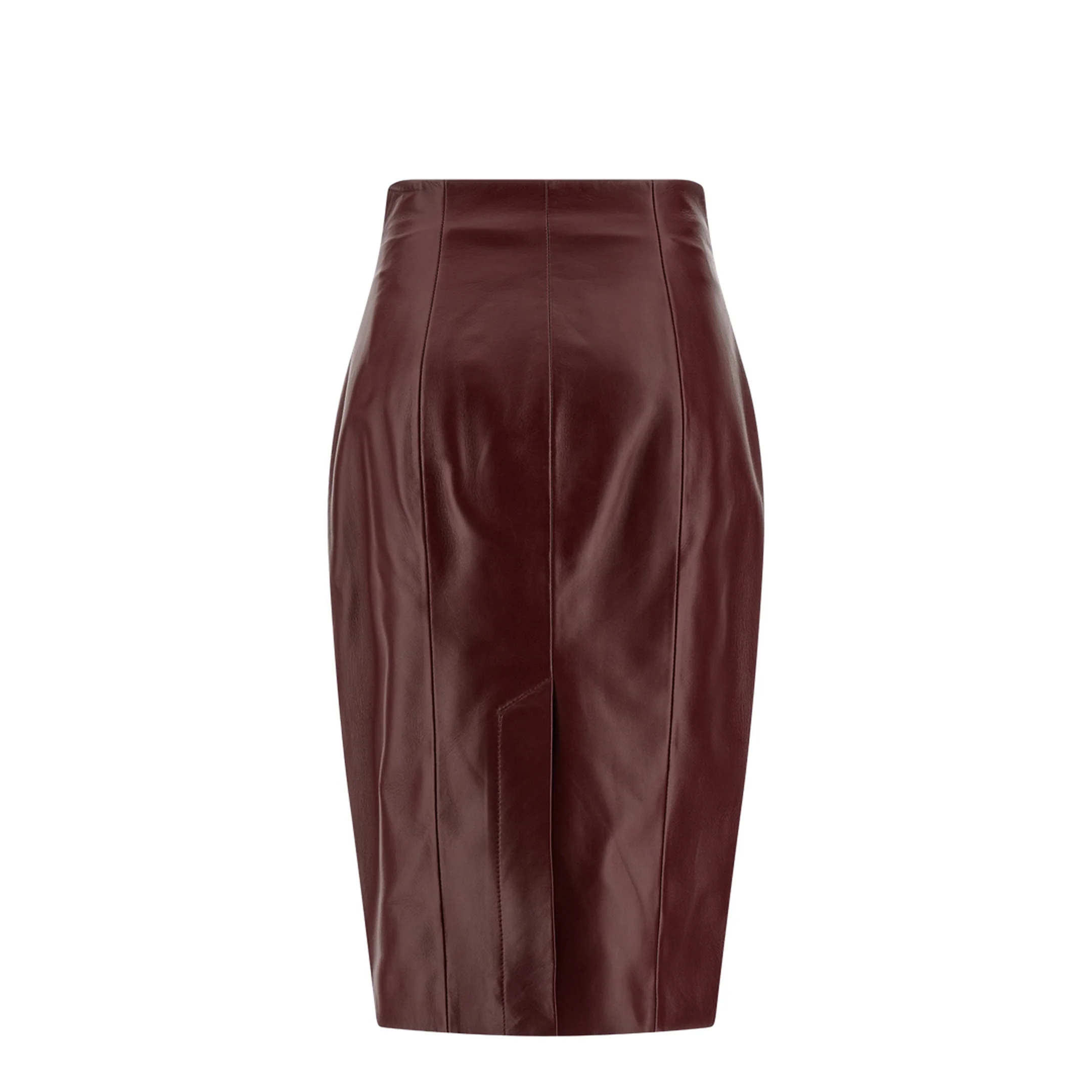 Lambskin Leather Pencil Skirt Maroon - Image 2