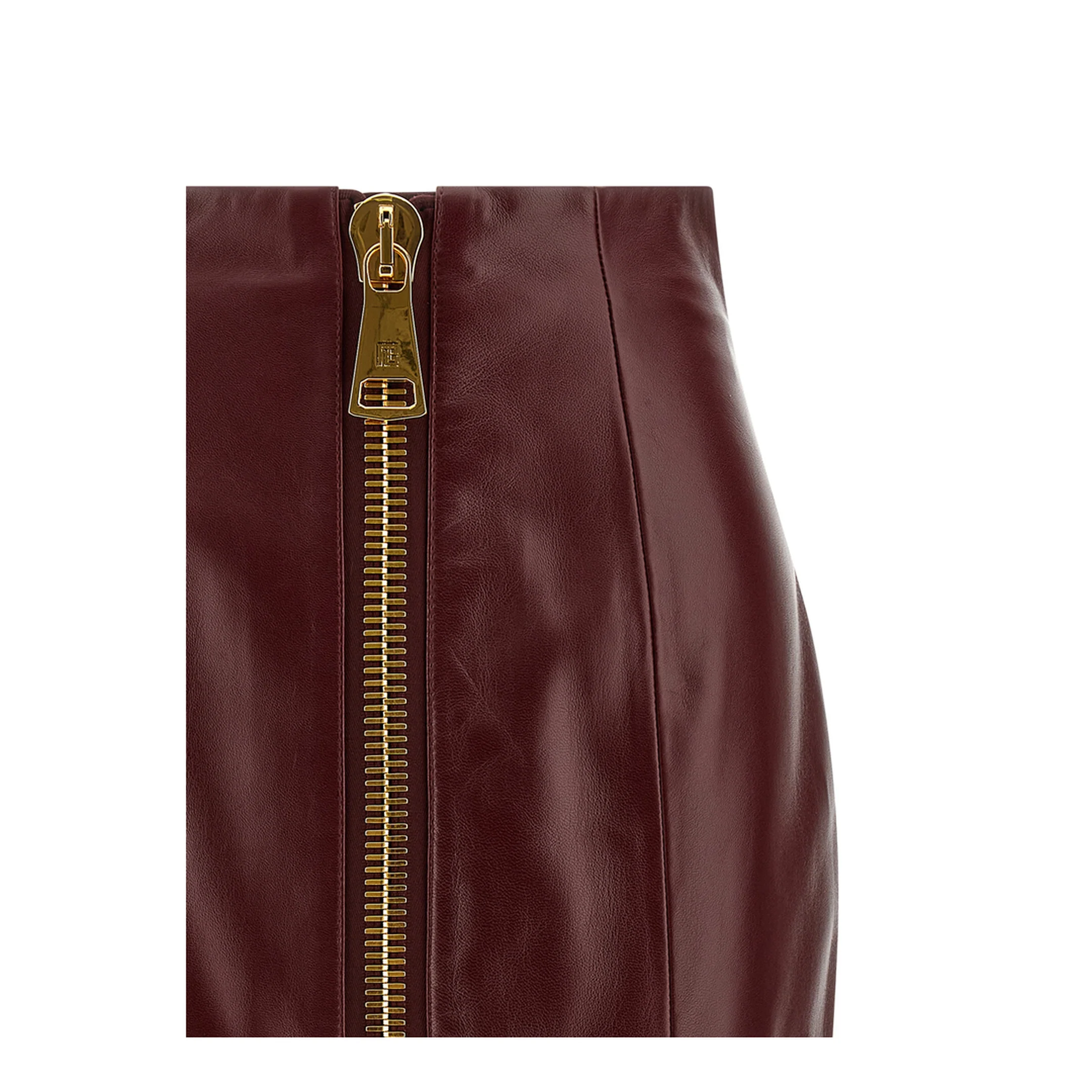 Lambskin Leather Pencil Skirt Maroon - Image 3