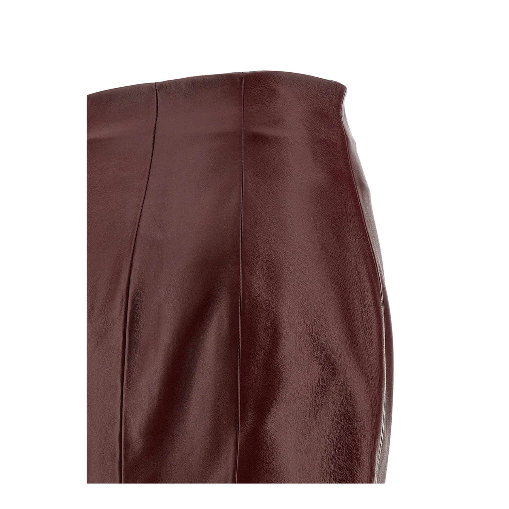 Lambskin Leather Pencil Skirt Maroon - Image 4