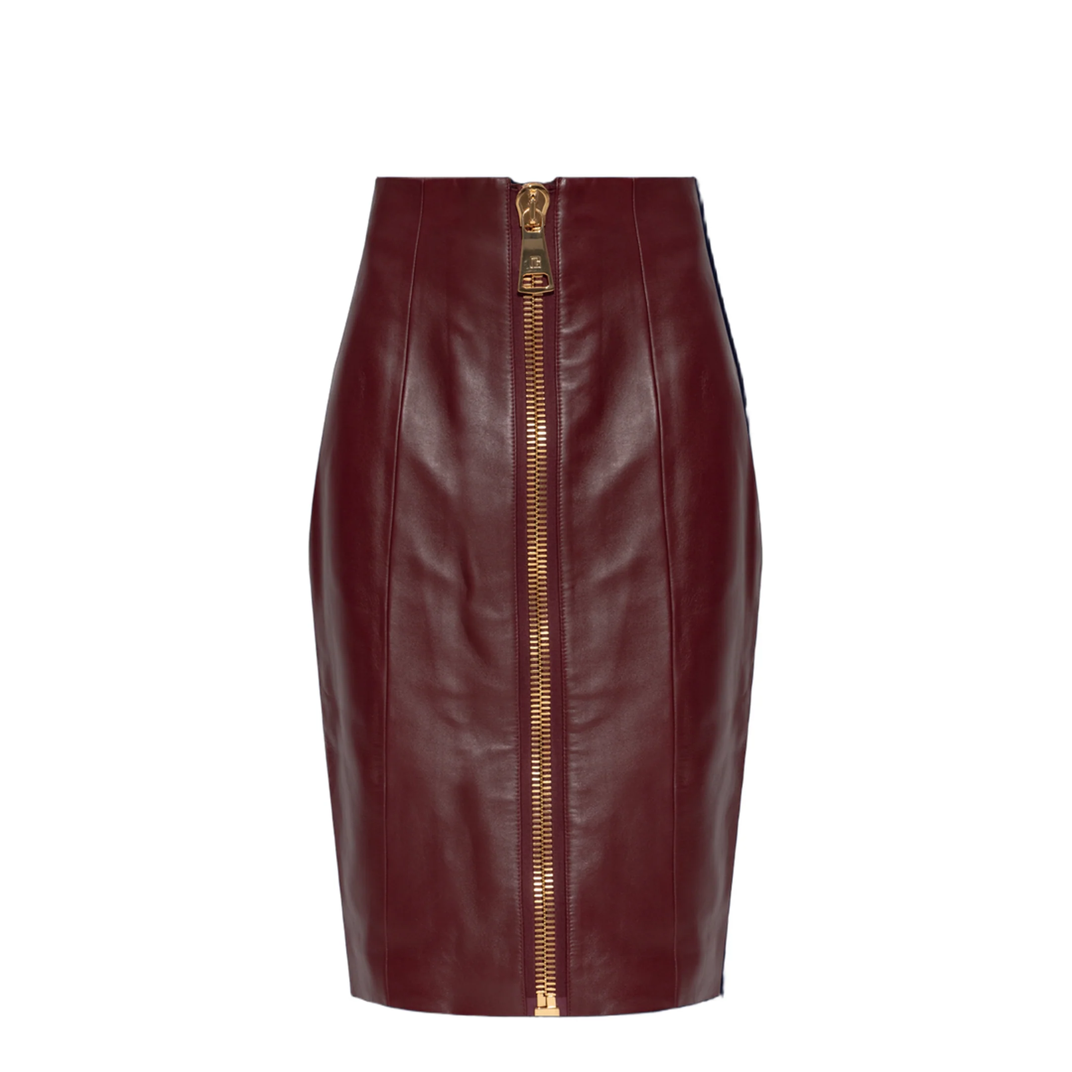 Lambskin Leather Pencil Skirt Maroon - Image 5