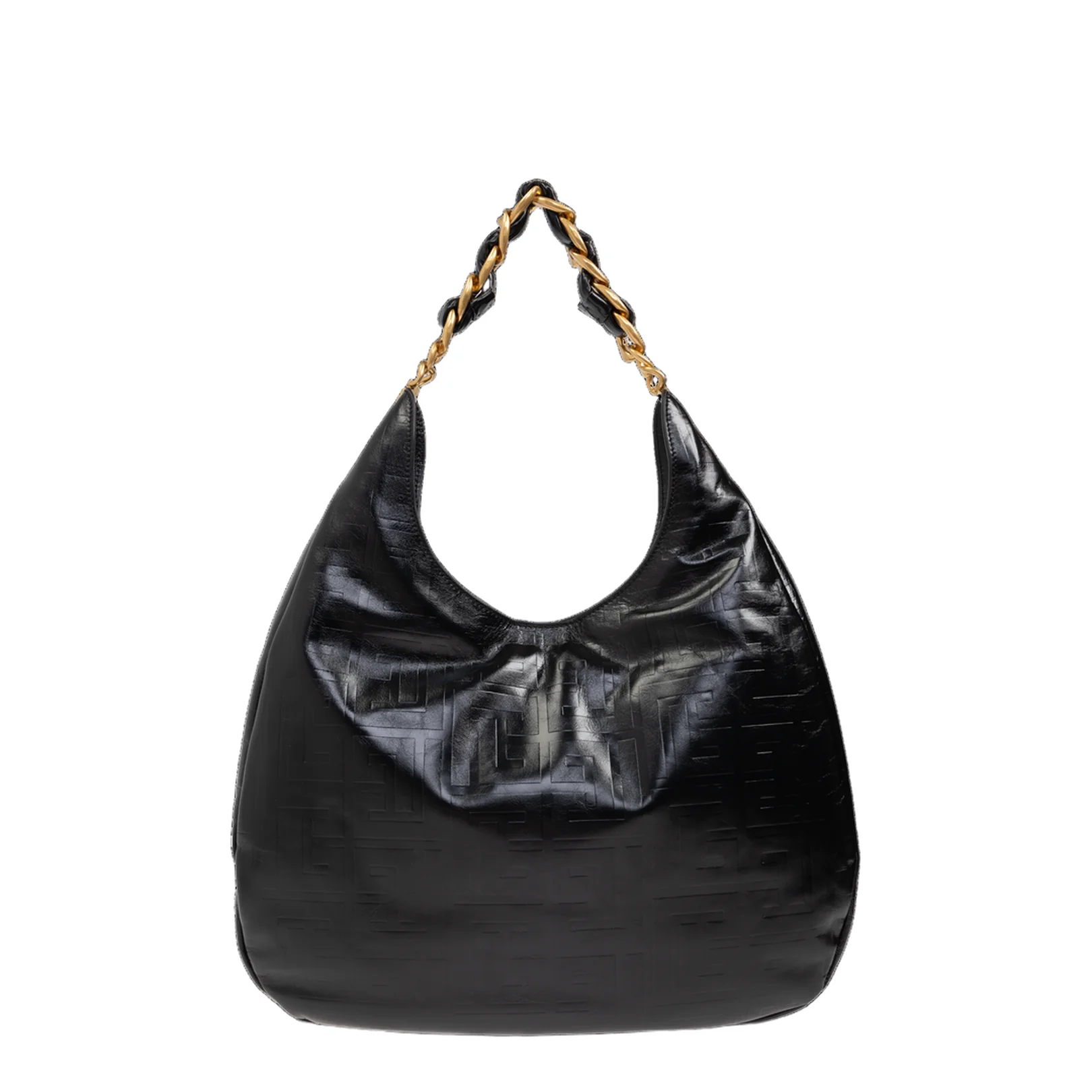 Large Black Calf Leather Bag with Gold Logo - Image 2