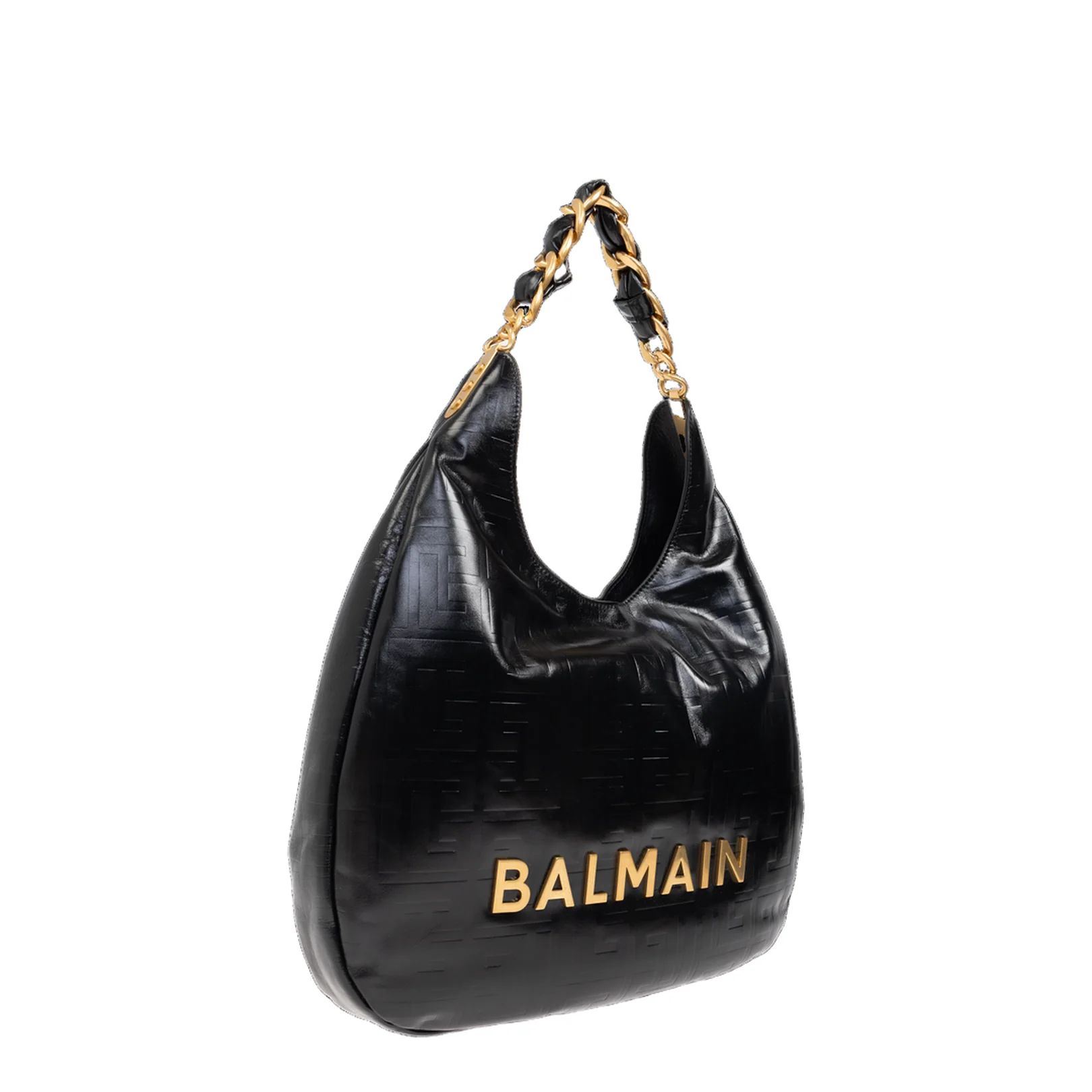 Large Black Calf Leather Bag with Gold Logo - Image 3