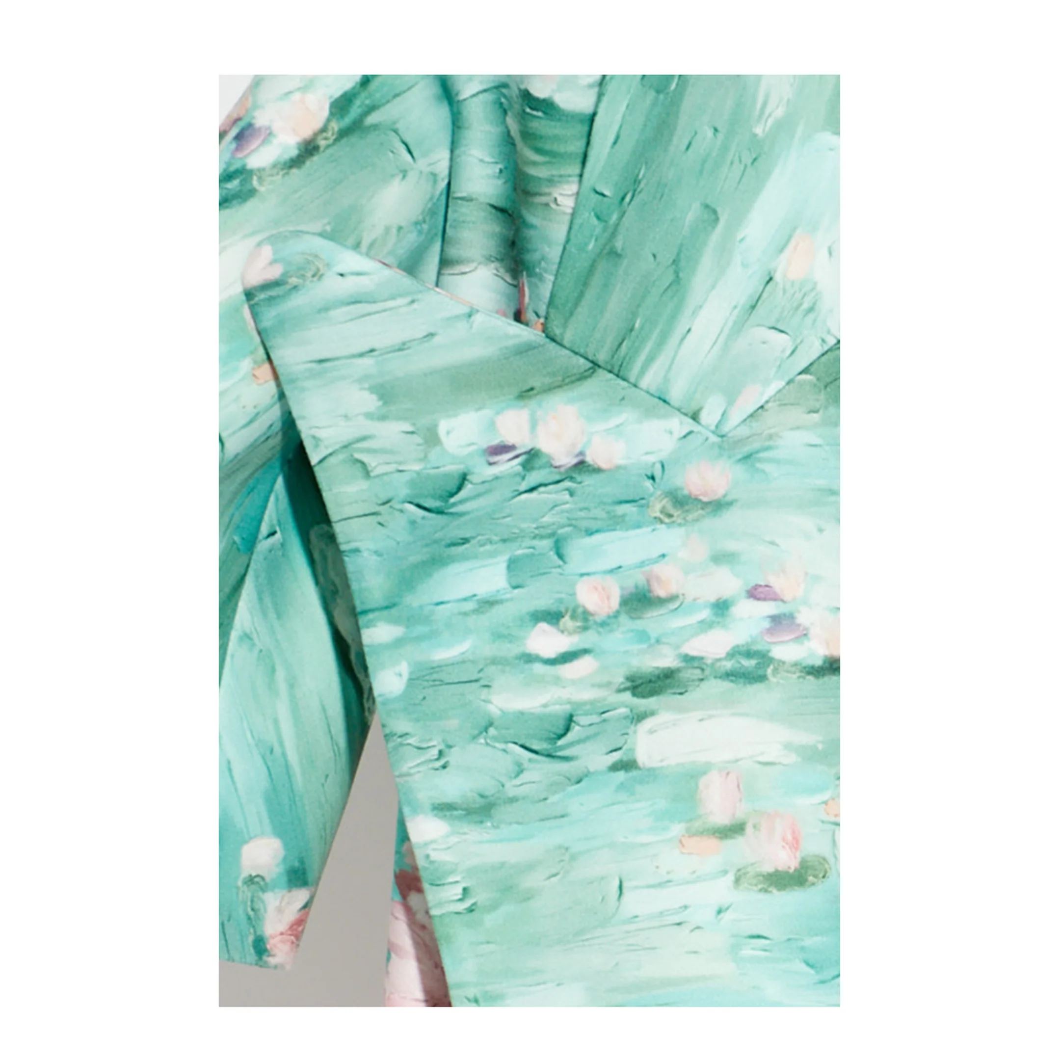 Floral Motif Long Coat Green - Image 5