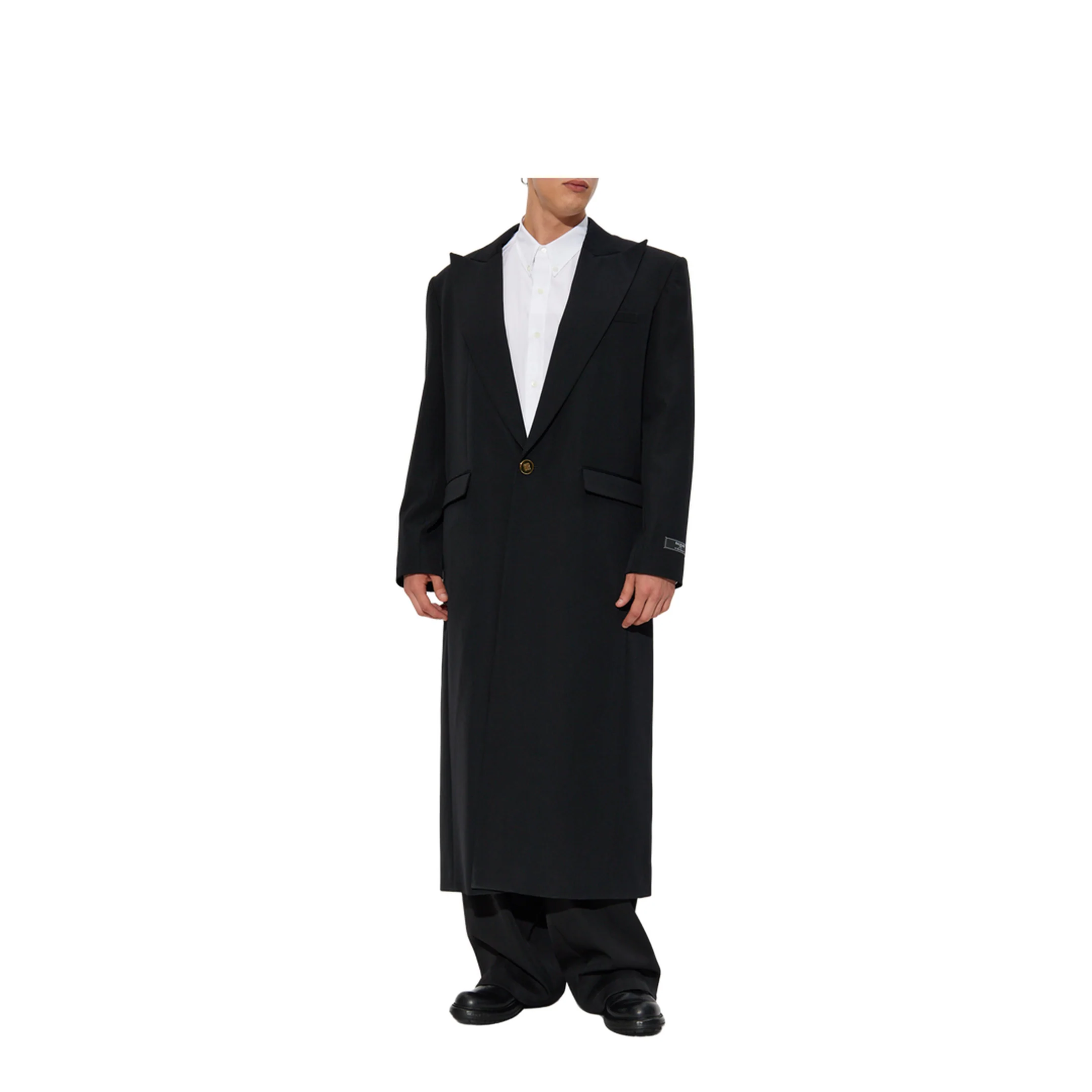 Men's Long Coat Black - Image 3