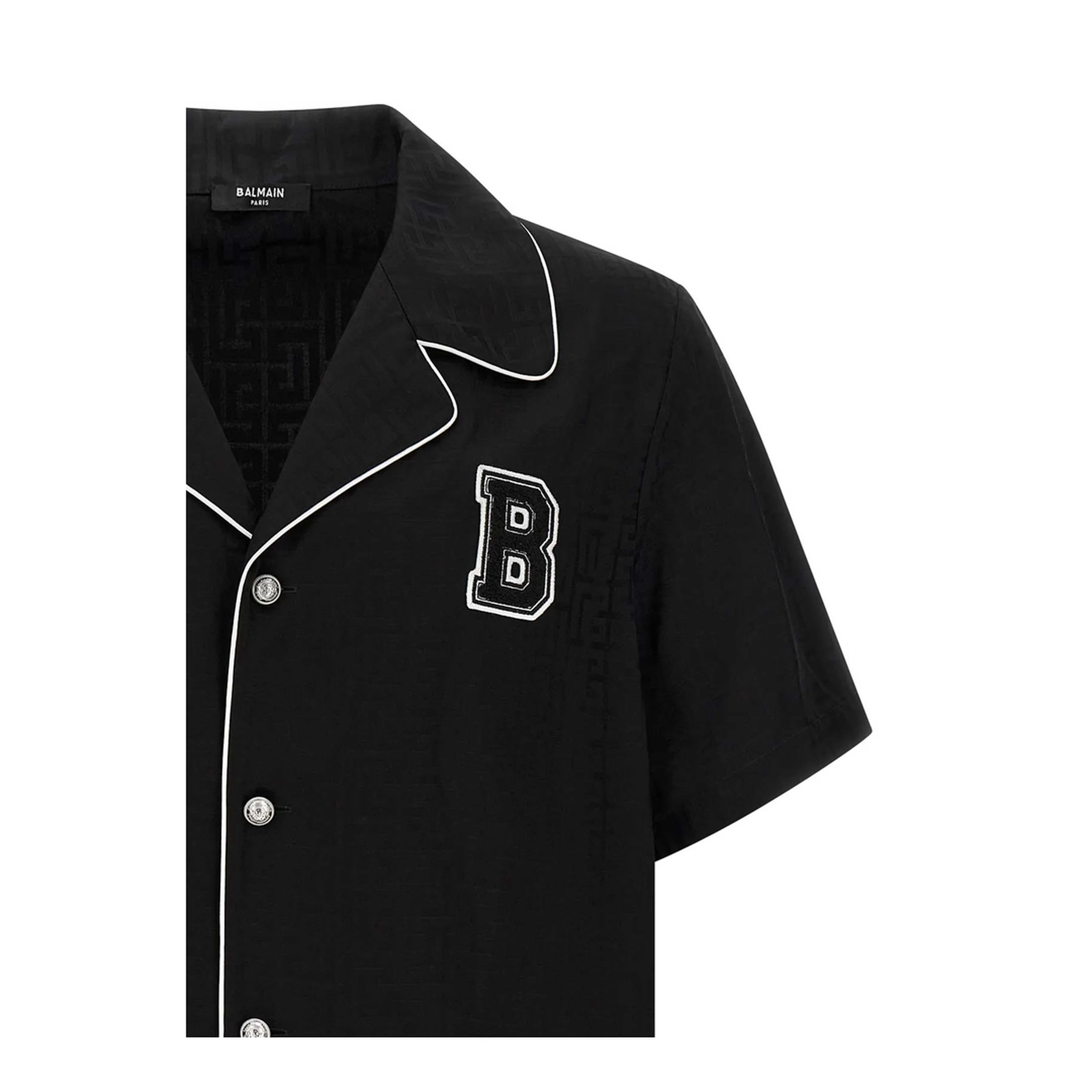Varsity Pyjama Shirt Black - Image 3