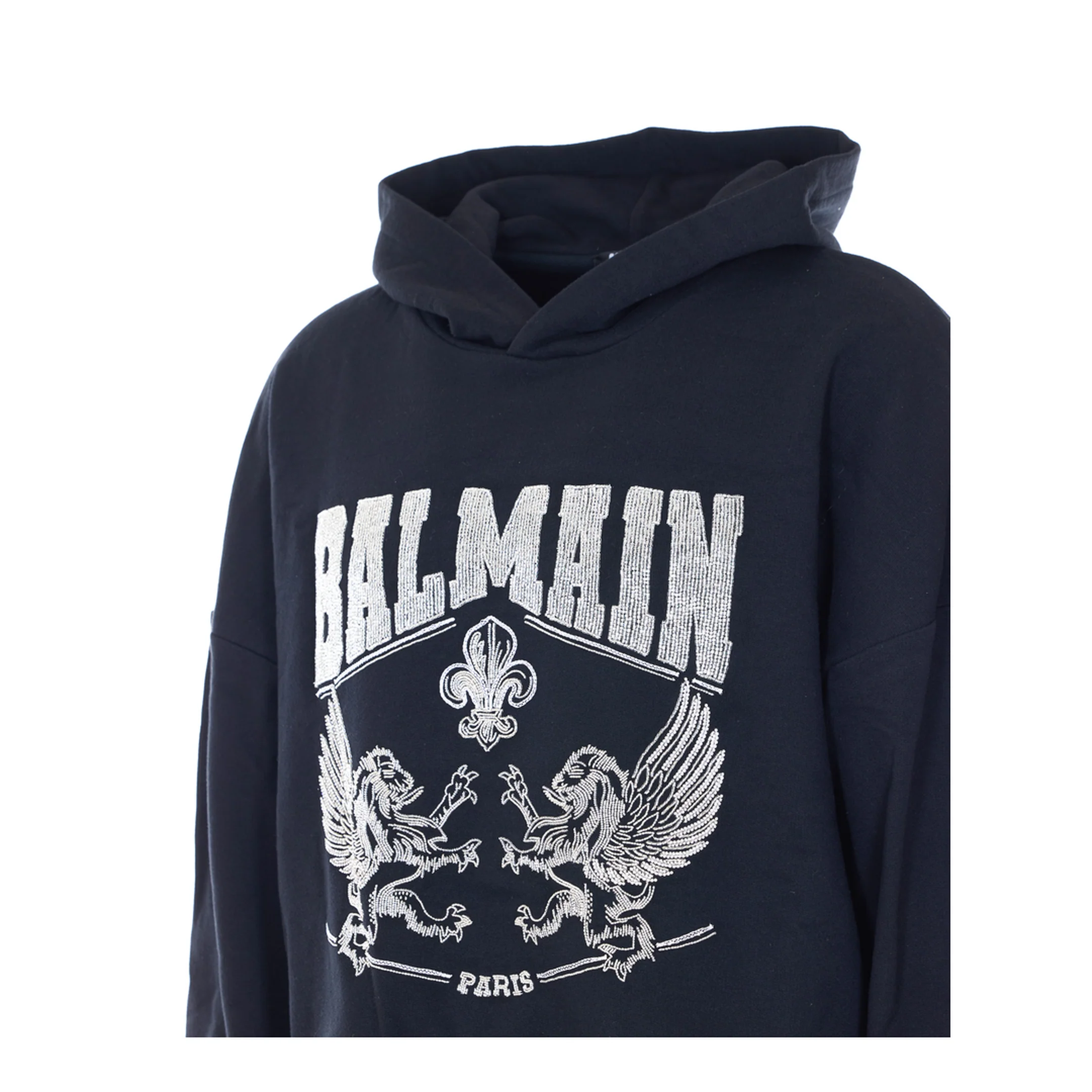 Crystal Embroidered Hoodie - Black - Image 3