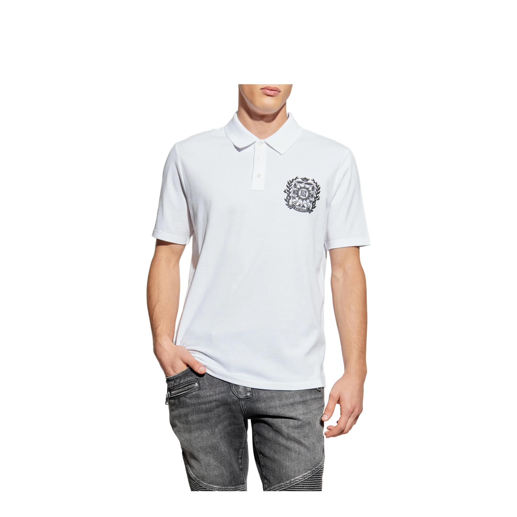 Cotton Polo Écusson Print T-shirt White - Image 3