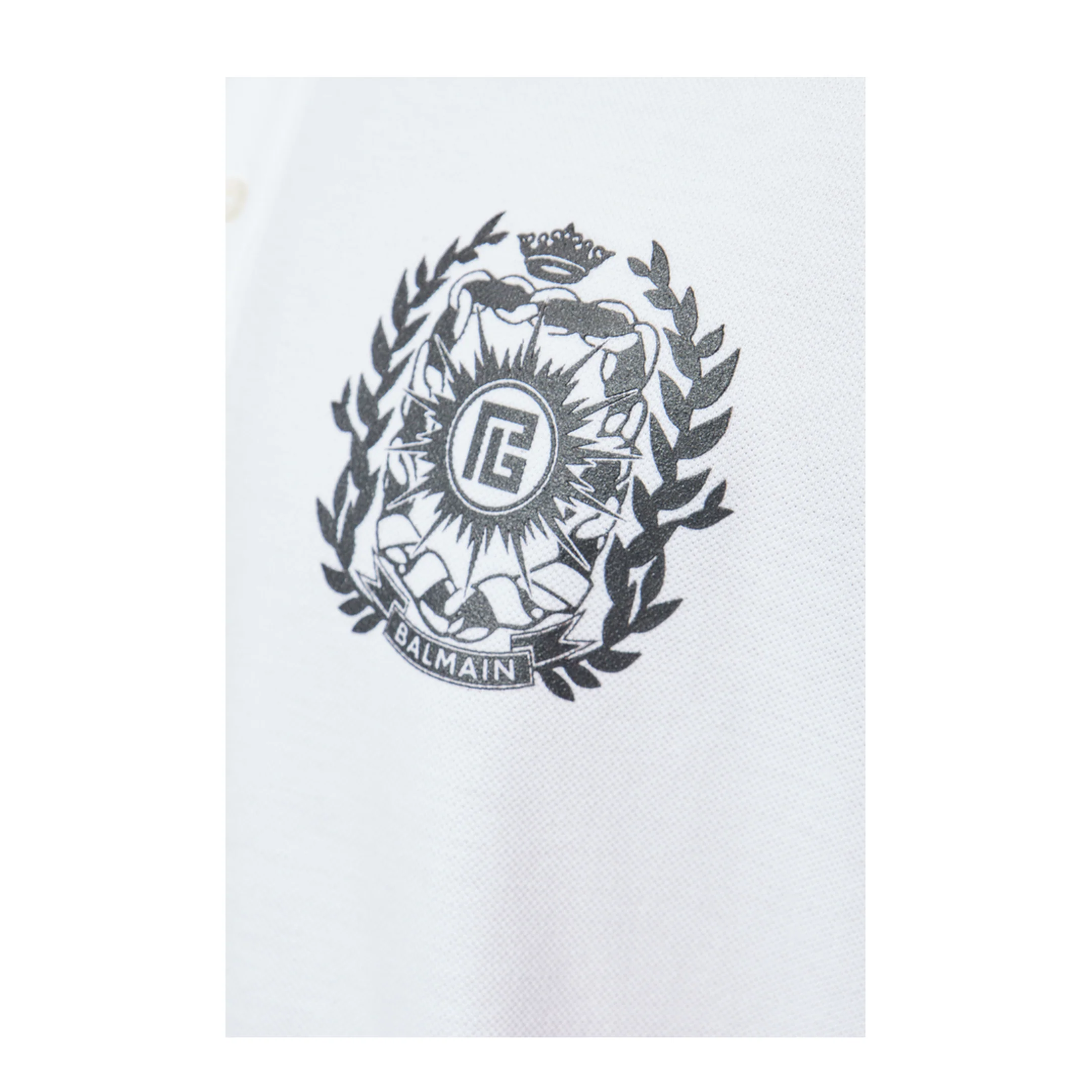 Cotton Polo Écusson Print T-shirt White - Image 5