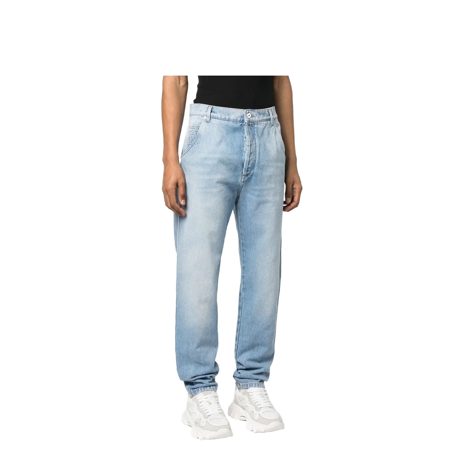 Monogram Embellished Straight Leg Jeans - Image 3