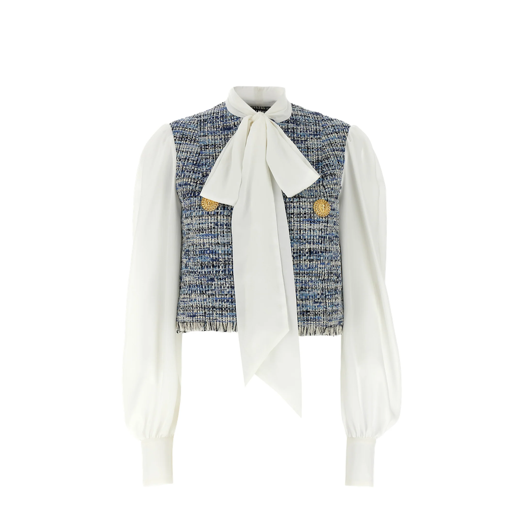 Tweed Cropped Jacket Blue