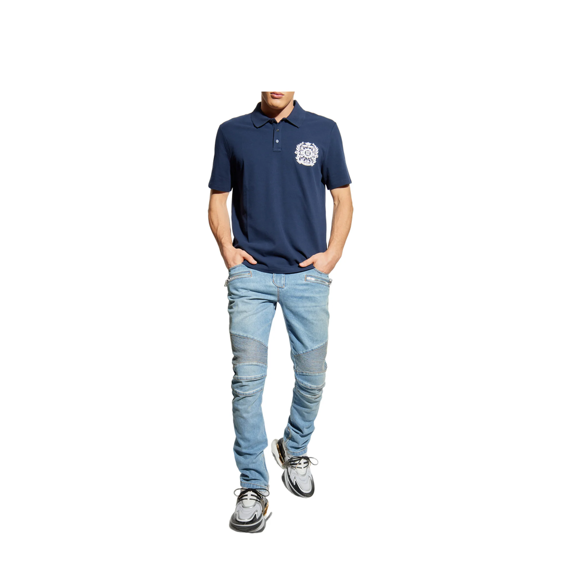 Cotton Polo Écusson Print Shirt Navy - Image 2