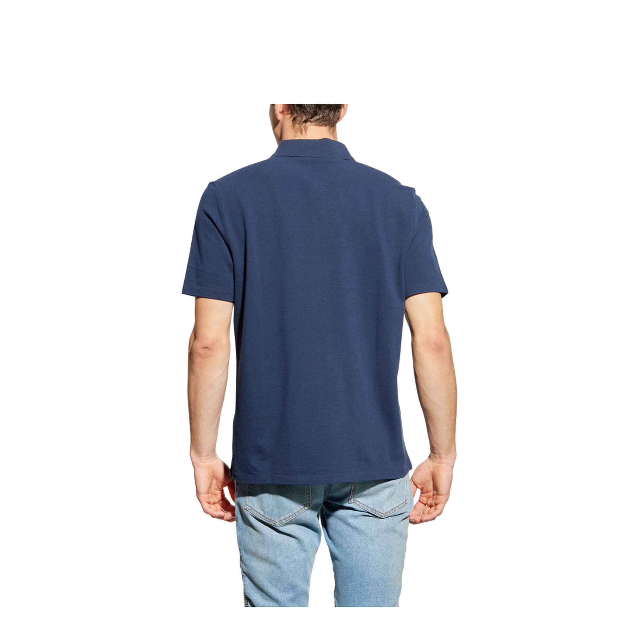Cotton Polo Écusson Print Shirt Navy - Image 4