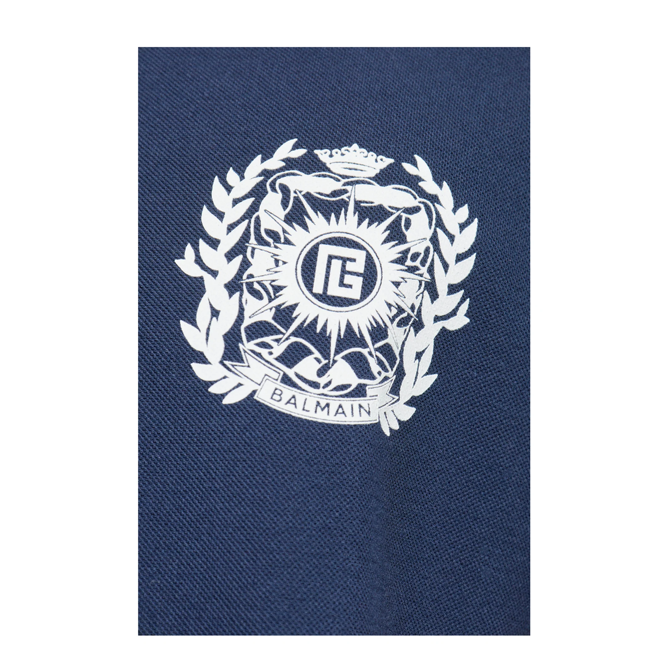 Cotton Polo Écusson Print Shirt Navy - Image 5