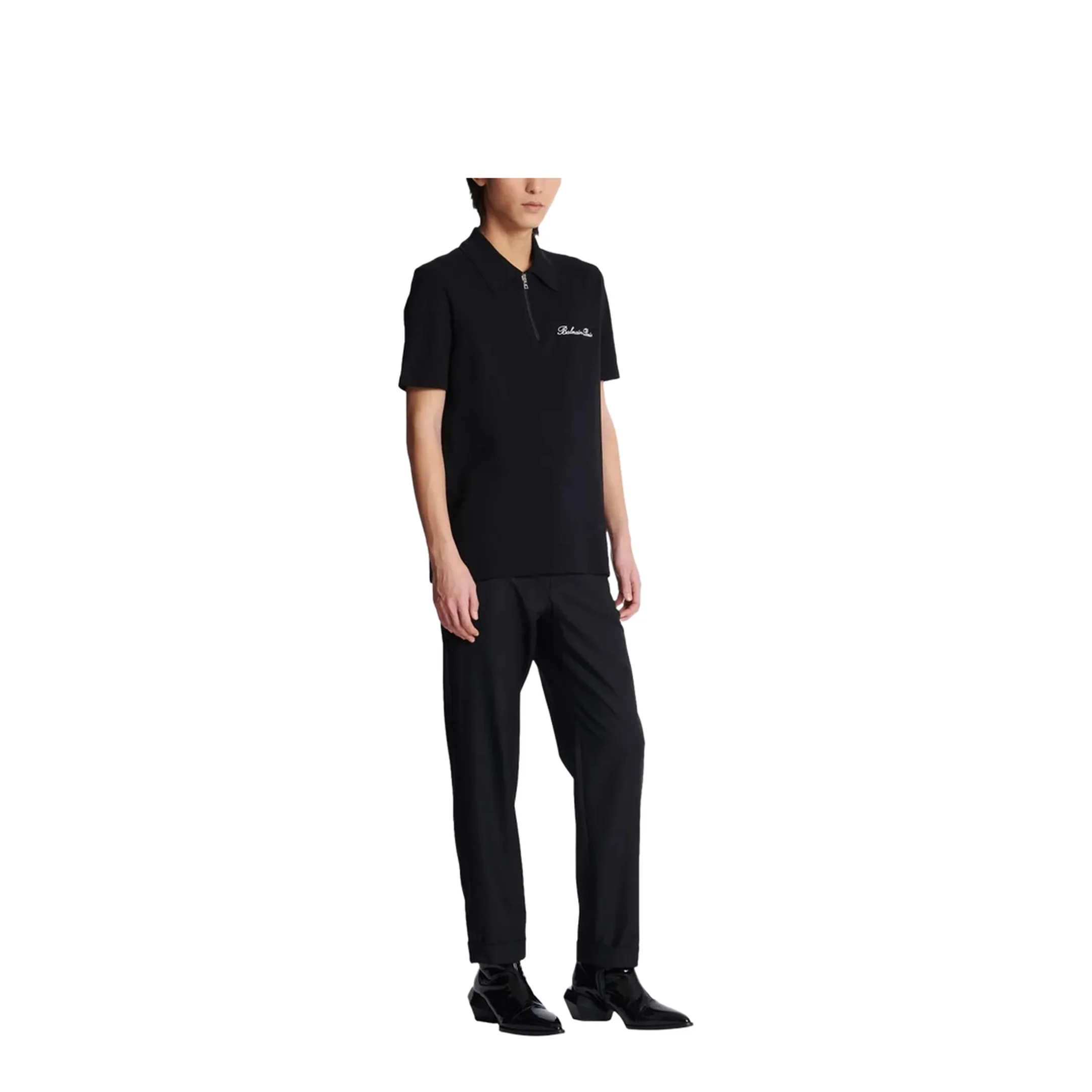 Short-Sleeved Polo Shirt Embroidery Black - Image 3