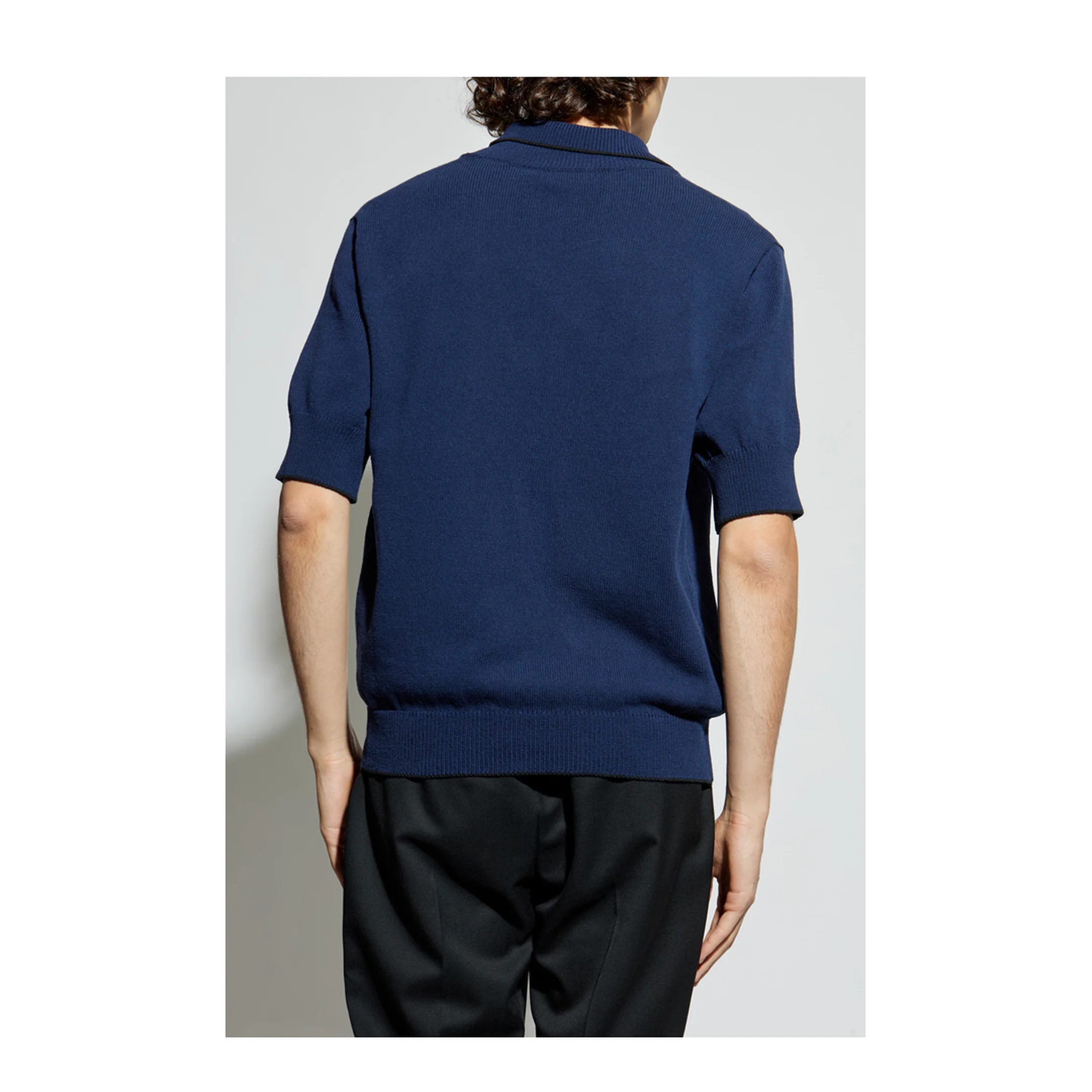 Écusson Embroidered Knit Polo Shirt Navy - Image 4