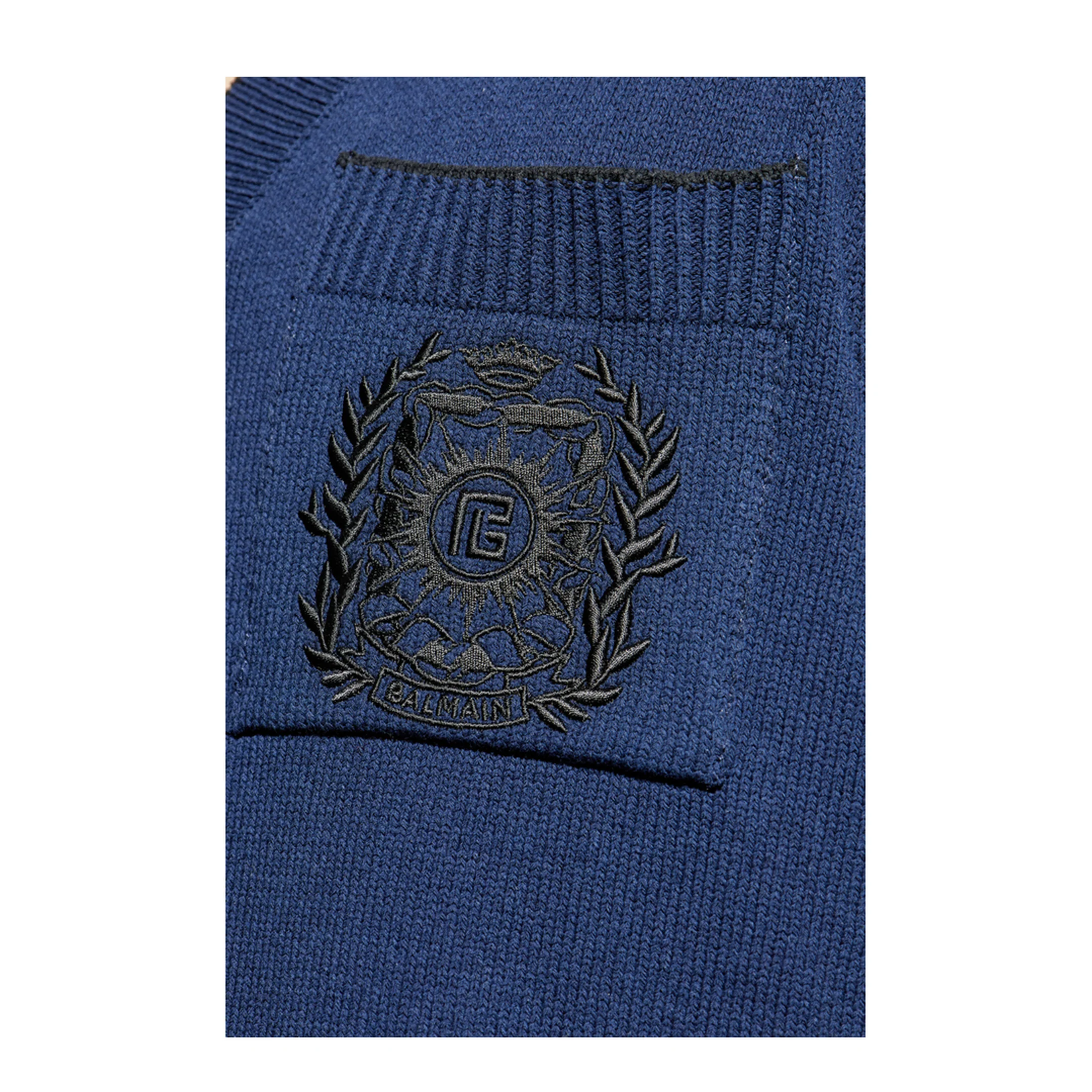 Écusson Embroidered Knit Polo Shirt Navy - Image 5