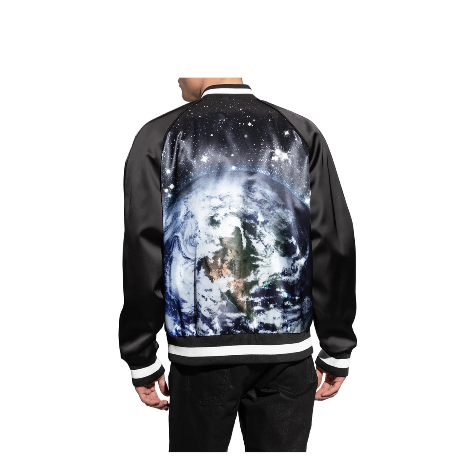 Printed Earth and Stars Bomber Jacket - Image 4