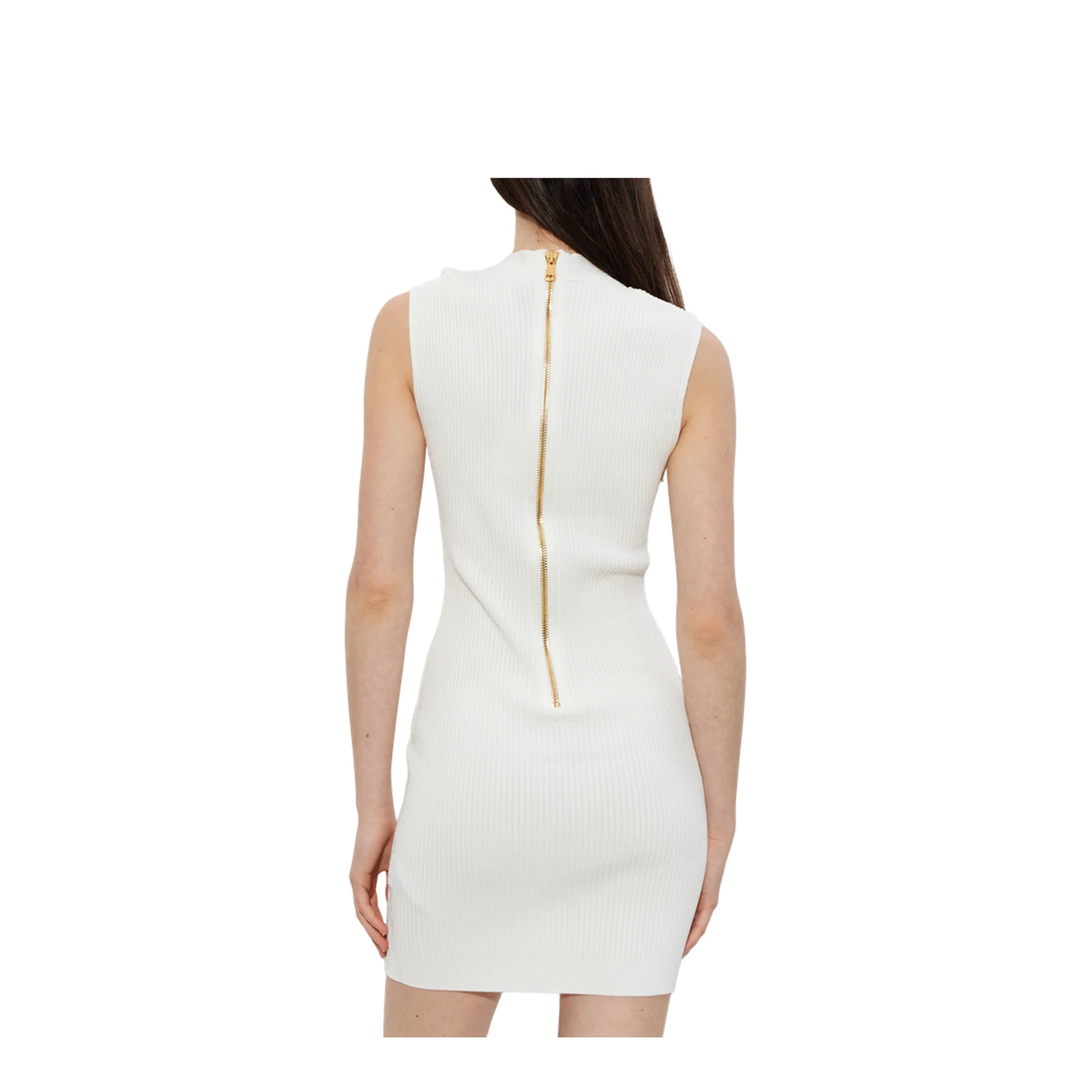 Mini Ribbed Dress White - Image 4