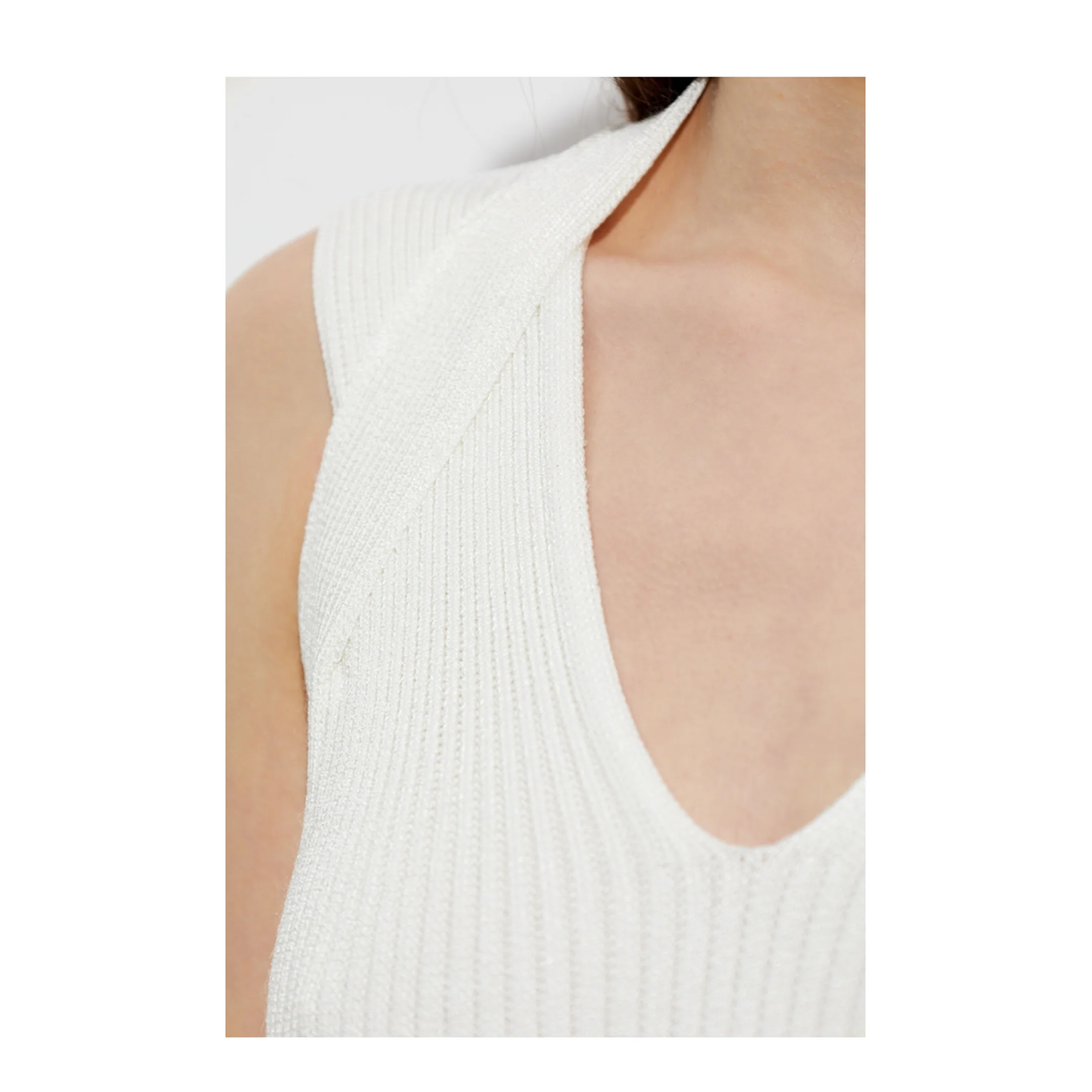 Mini Ribbed Dress White - Image 5